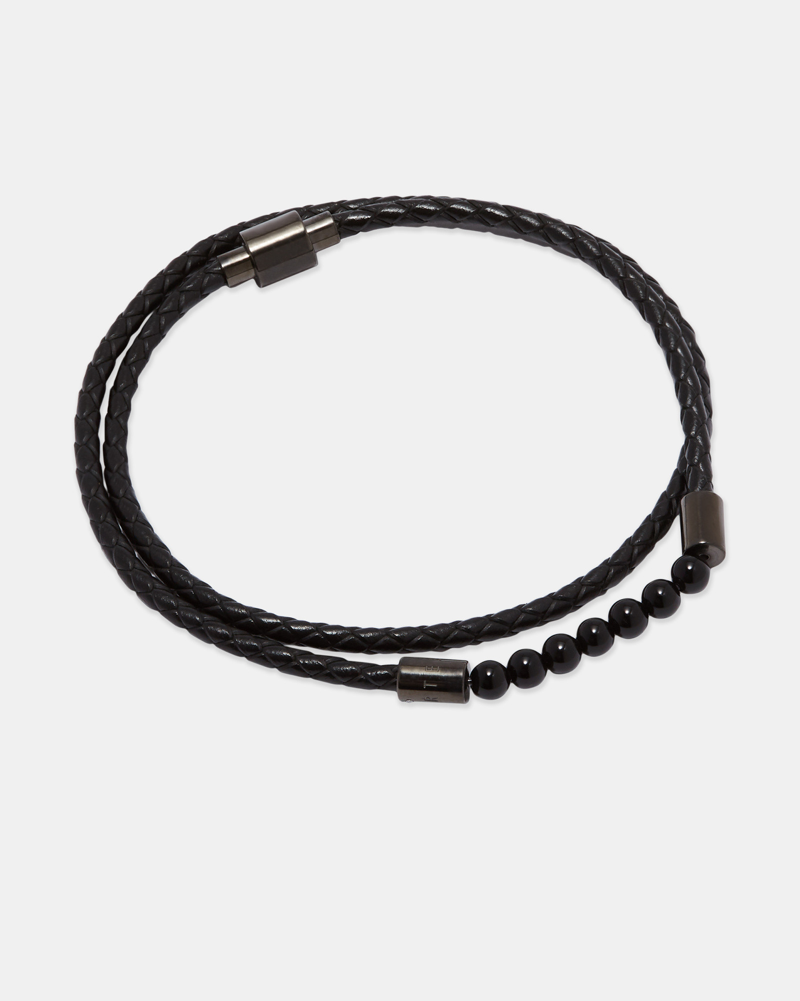 LIZAA Beaded leather double wrap bracelet