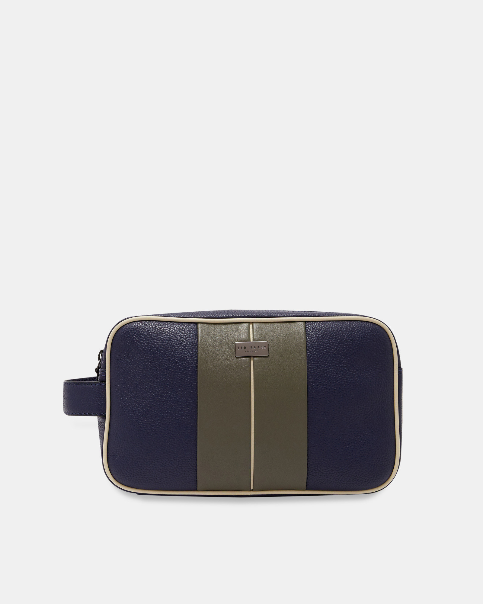 MARSHA Striped leather wash bag