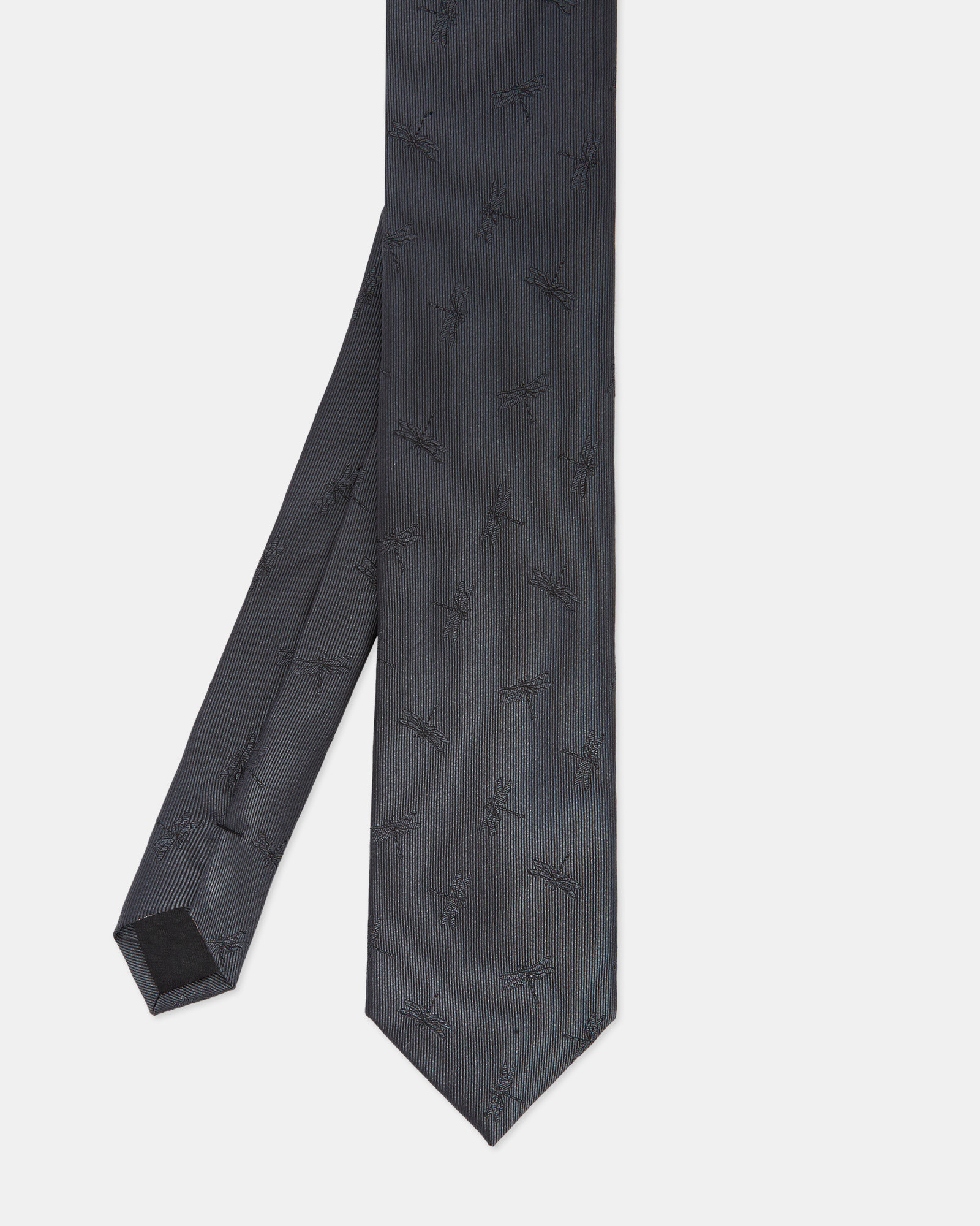 RATTLE Dragonfly print silk tie