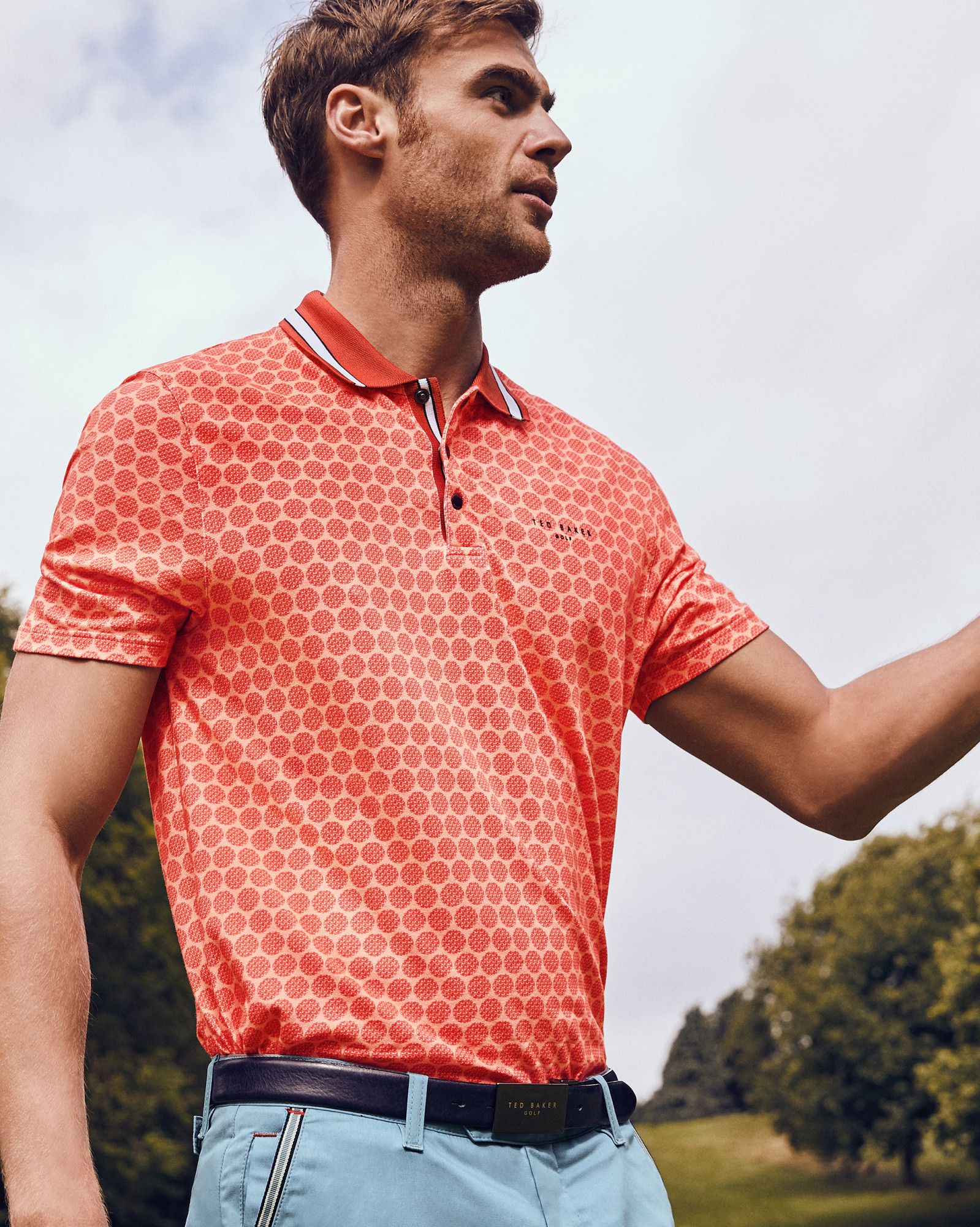 AEROS Large spot print polo shirt