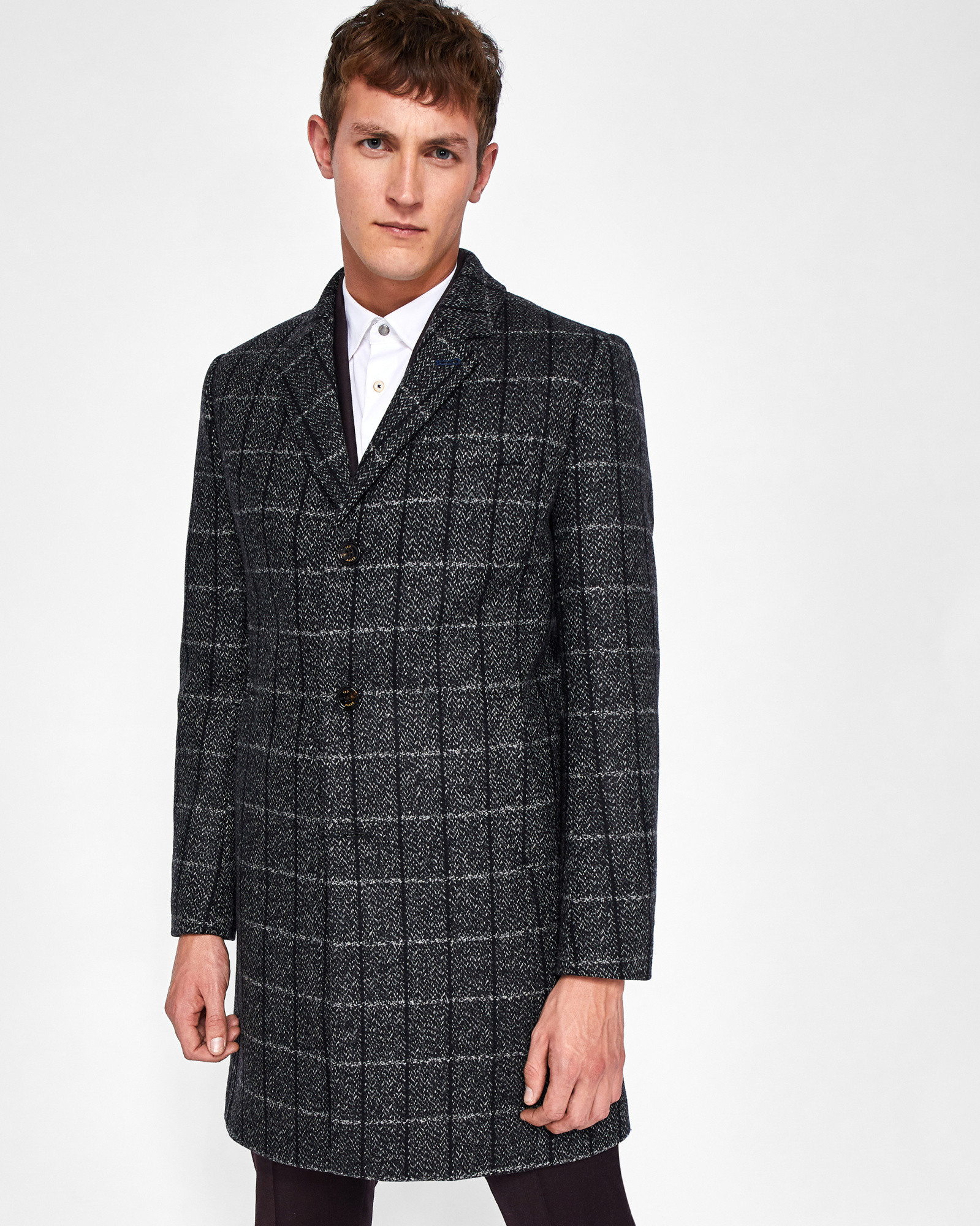 ANDO Checked wool overcoat