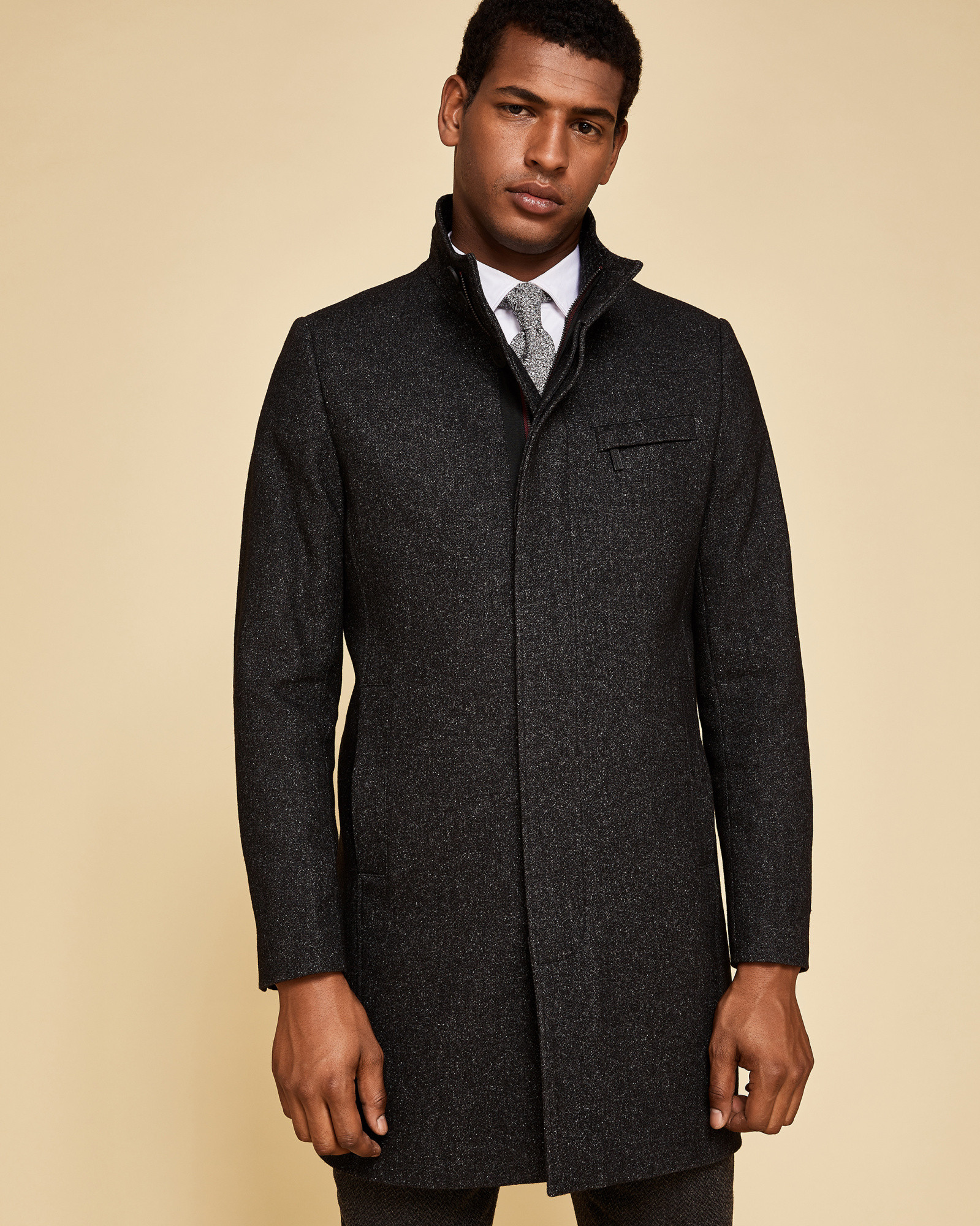 MARVIN Funnel neck textured coat