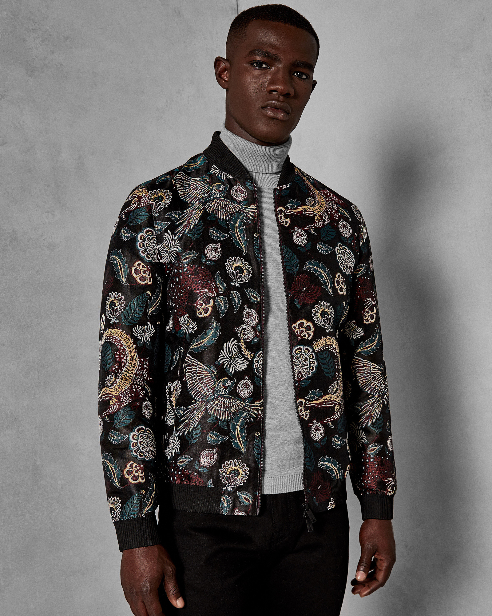 QUESO Tiger jacquard bomber jacket