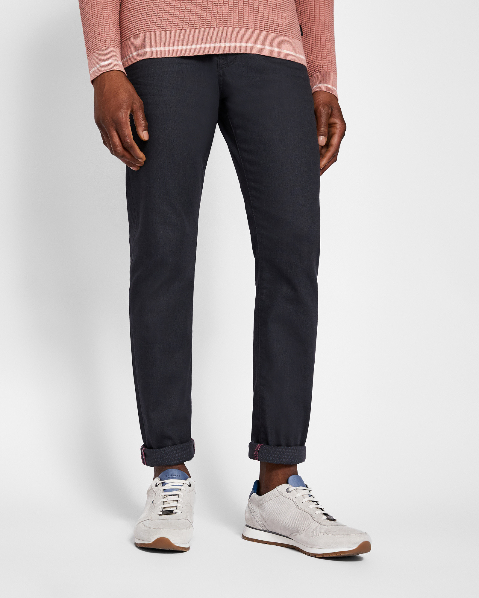 PRINTO Printed hem tapered fit jeans