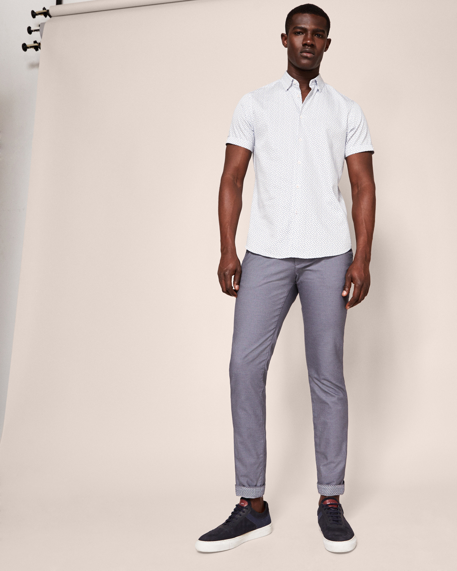 TEXTAO Mini print tapered fit trousers