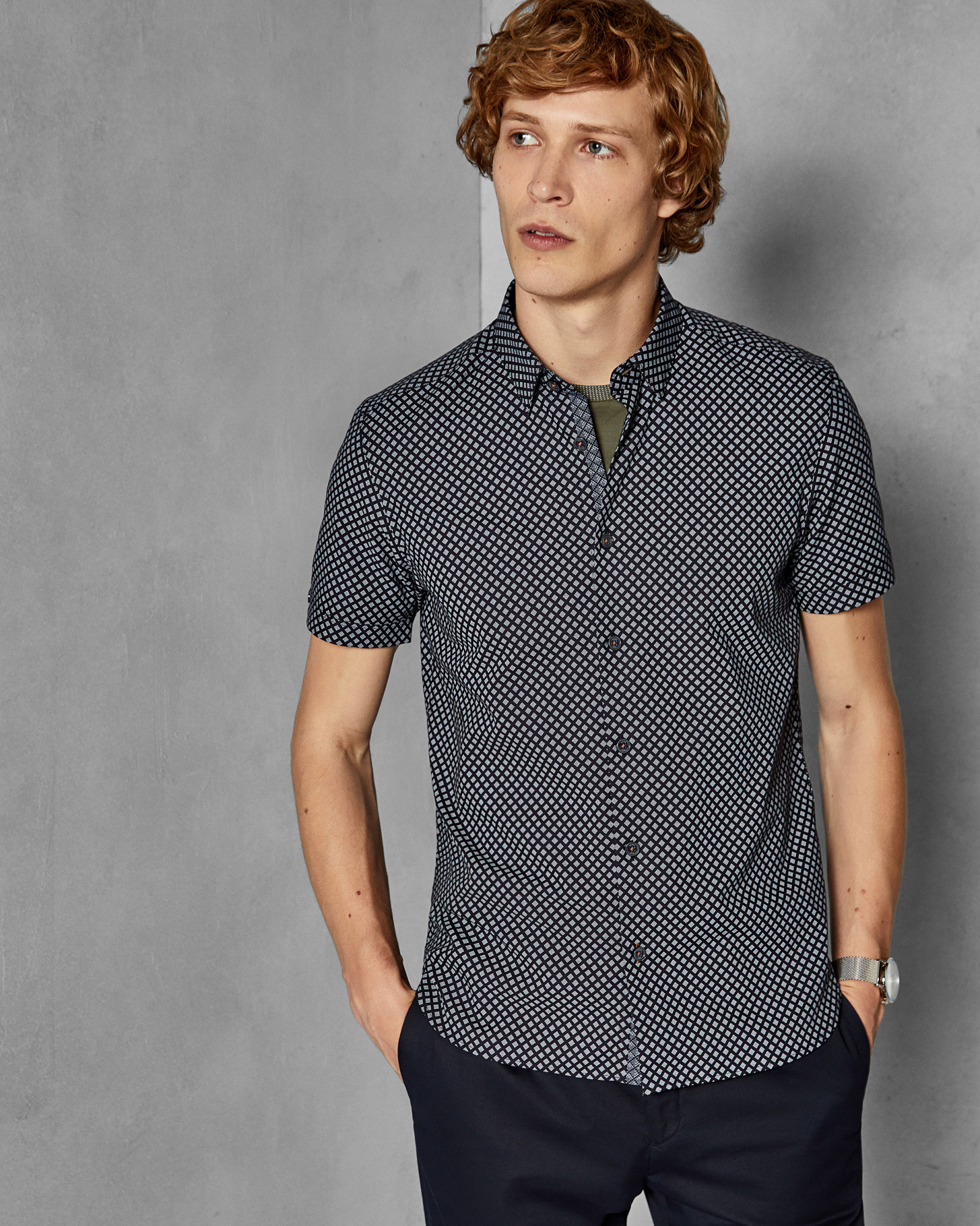 FORESTH Geo print cotton shirt