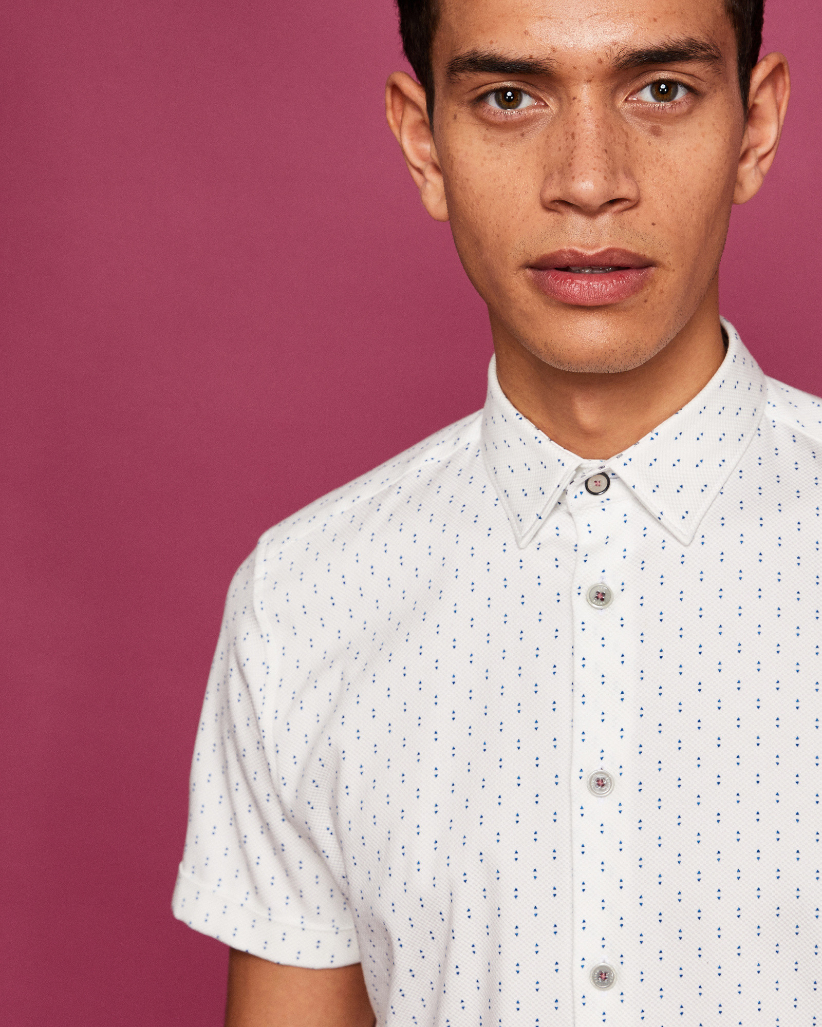 FRANKO Printed textured cotton shirt