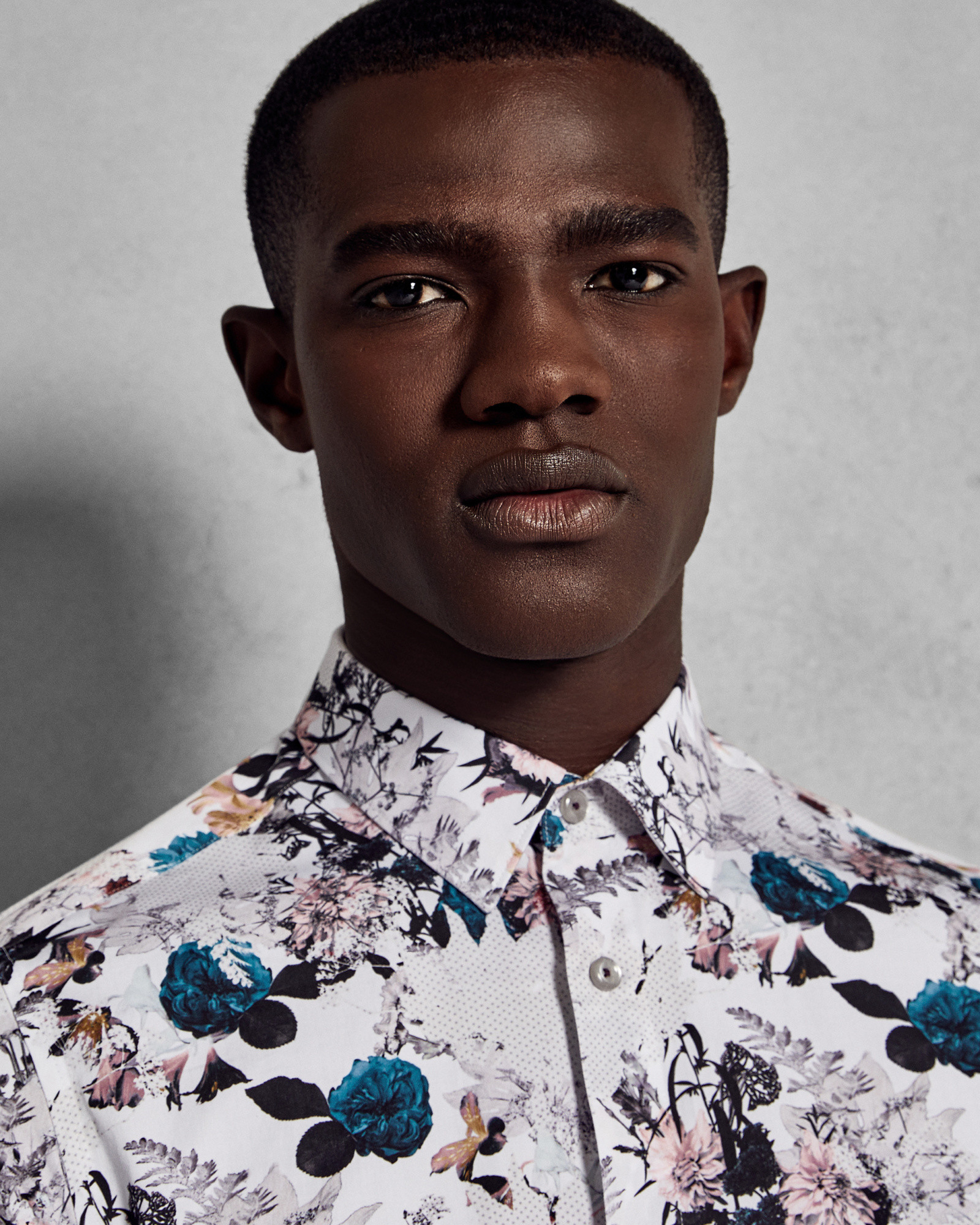 FUBARB Skinny fit floral cotton shirt