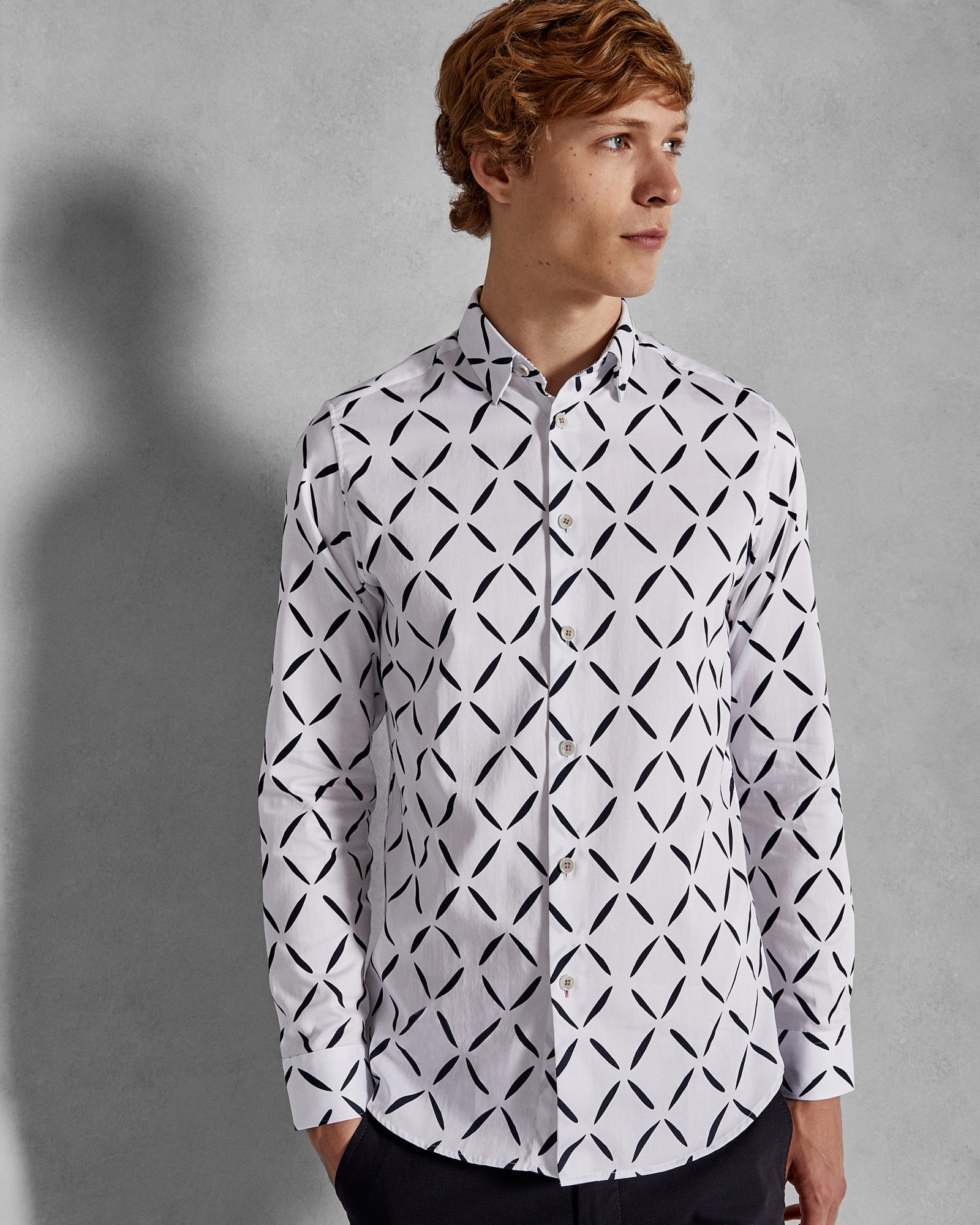 LONGBOX Diamond print cotton shirt