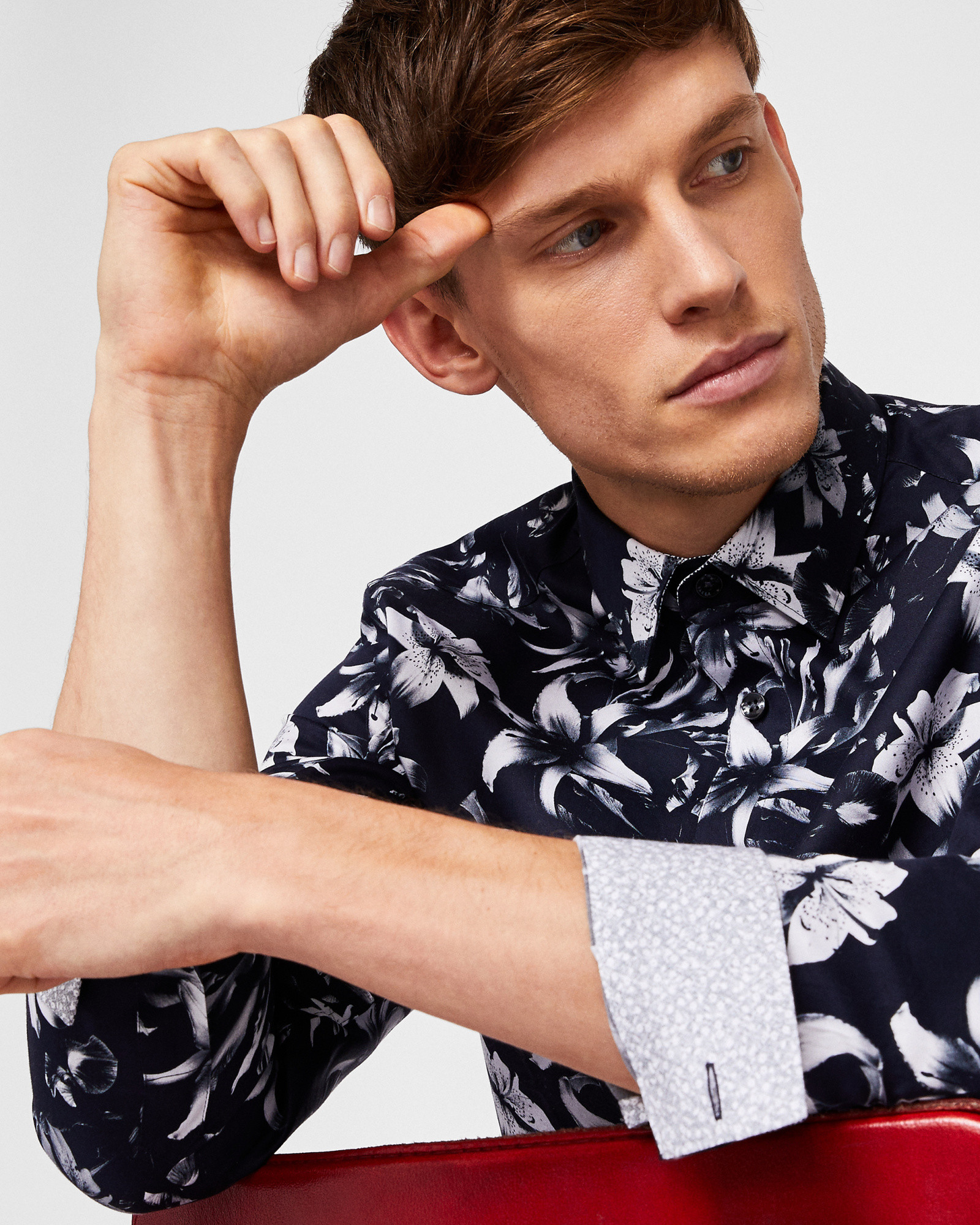 LUSTANO Statement floral print cotton shirt