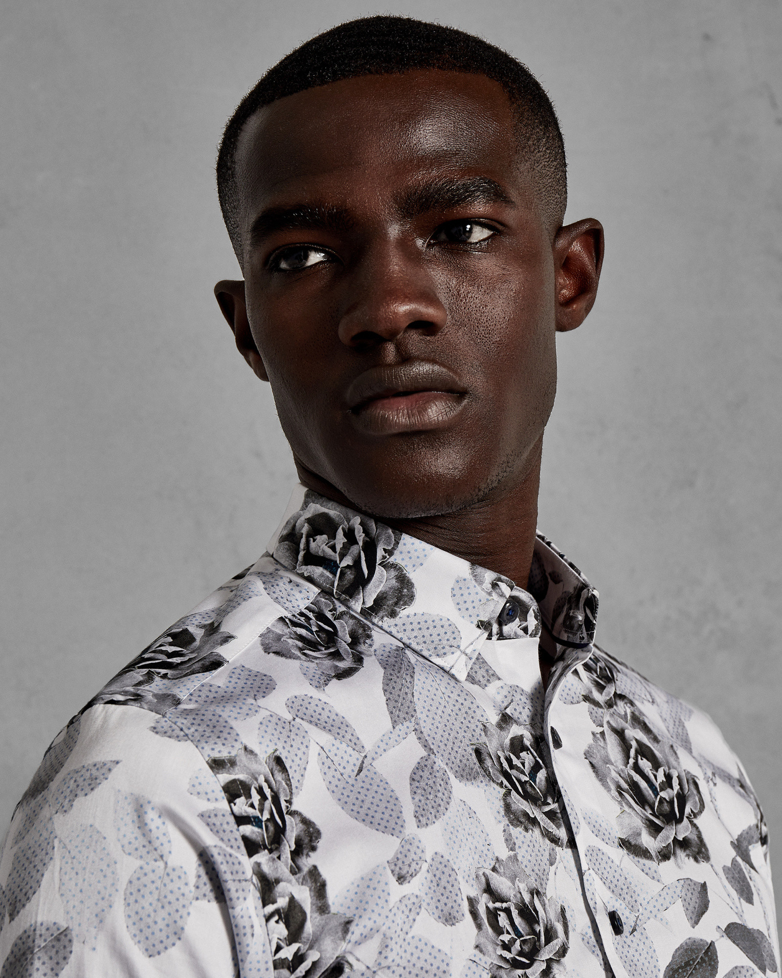 MAIZE Rose print modern fit cotton shirt