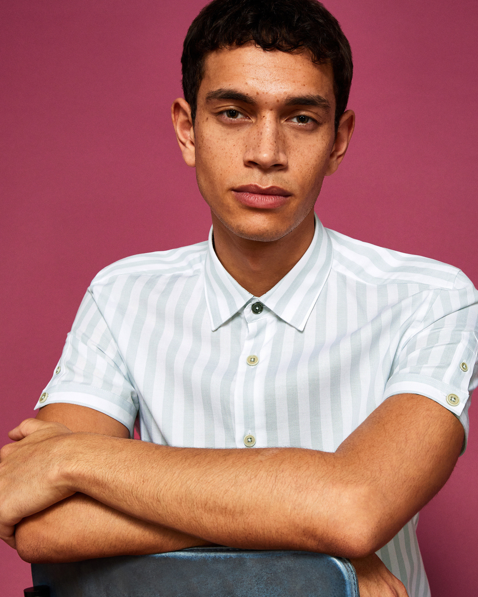 NOTISS Vertical stripe cotton-blend shirt
