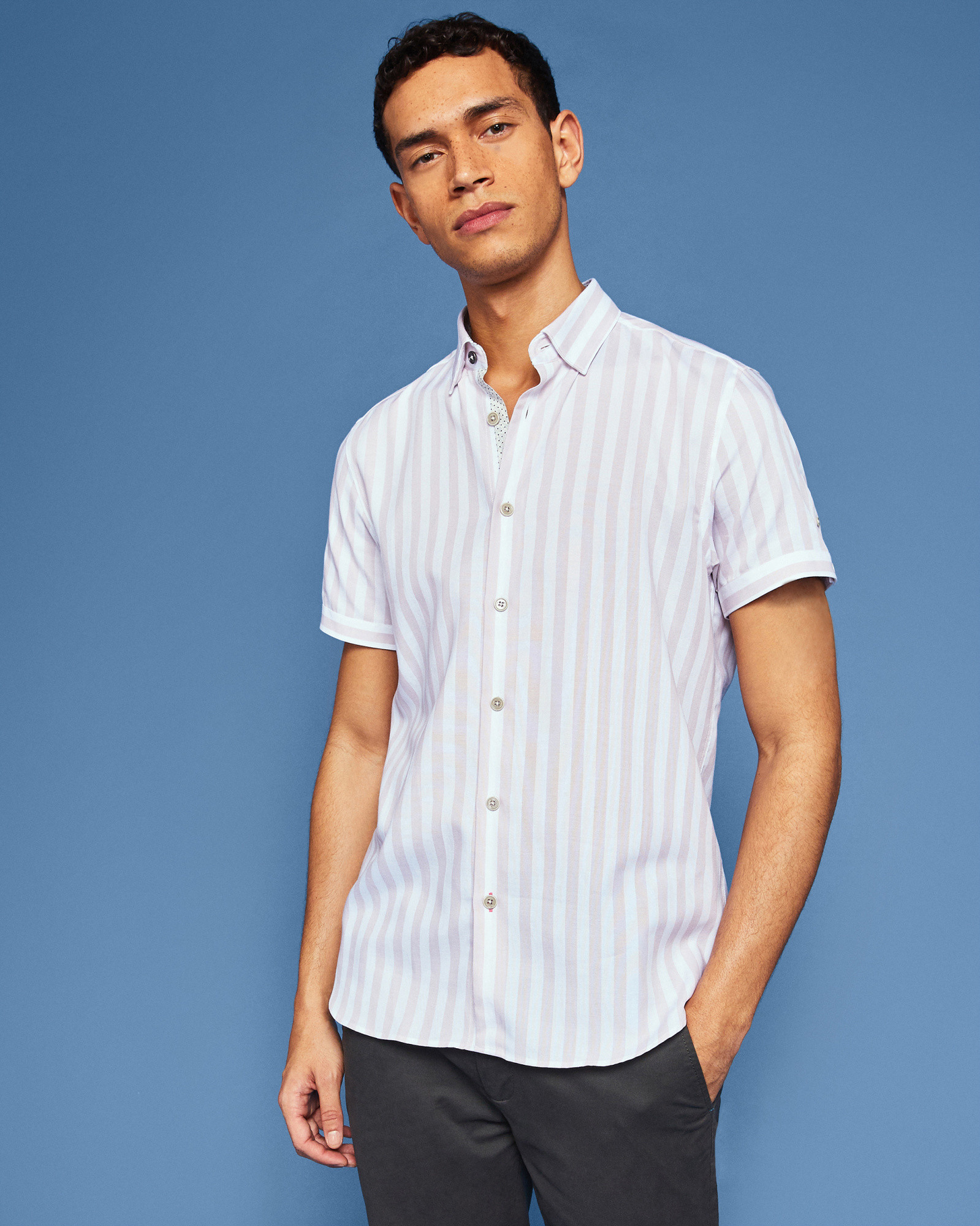 NOTISS Vertical stripe cotton-blend shirt