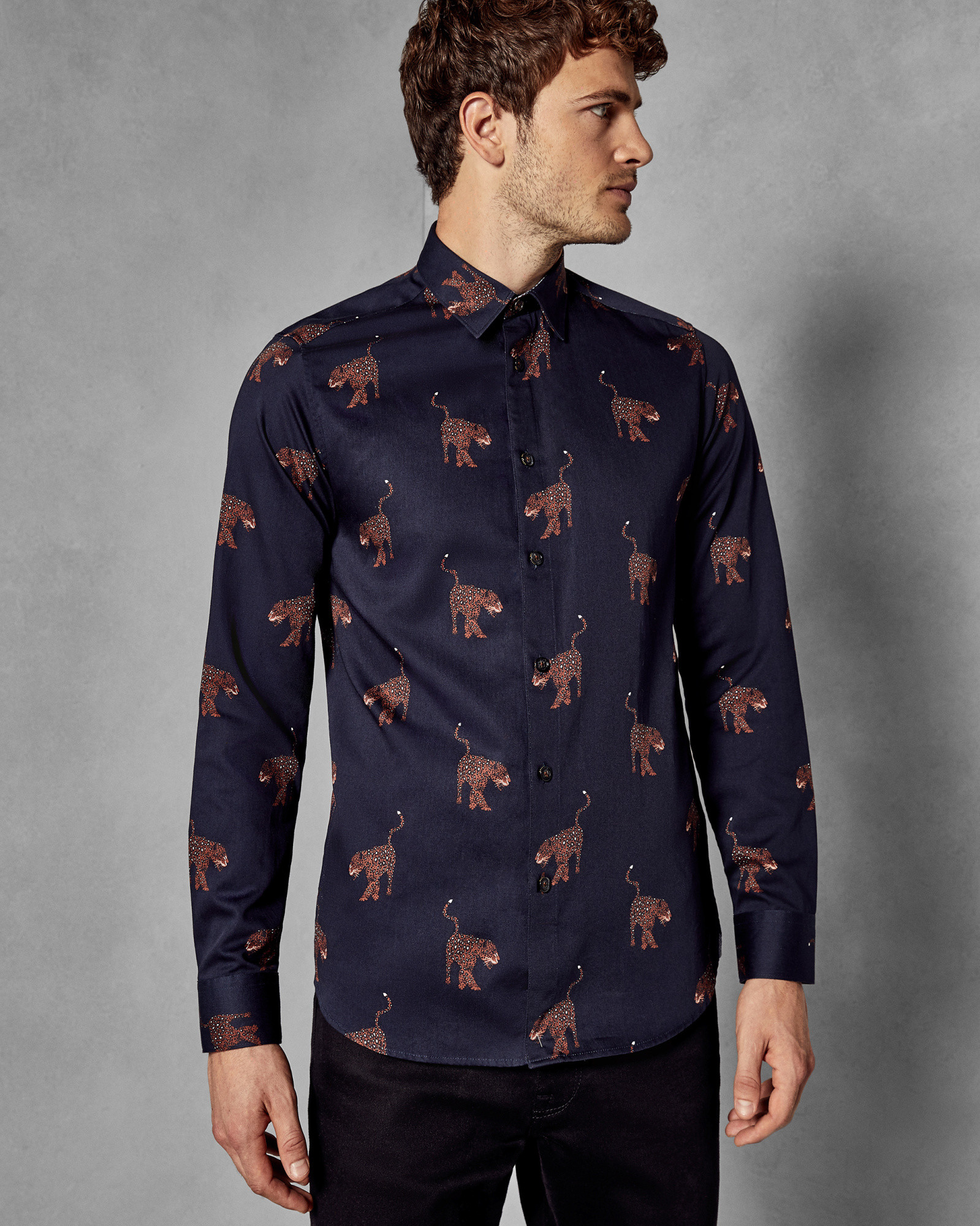 PANTHA Panther print cotton shirt