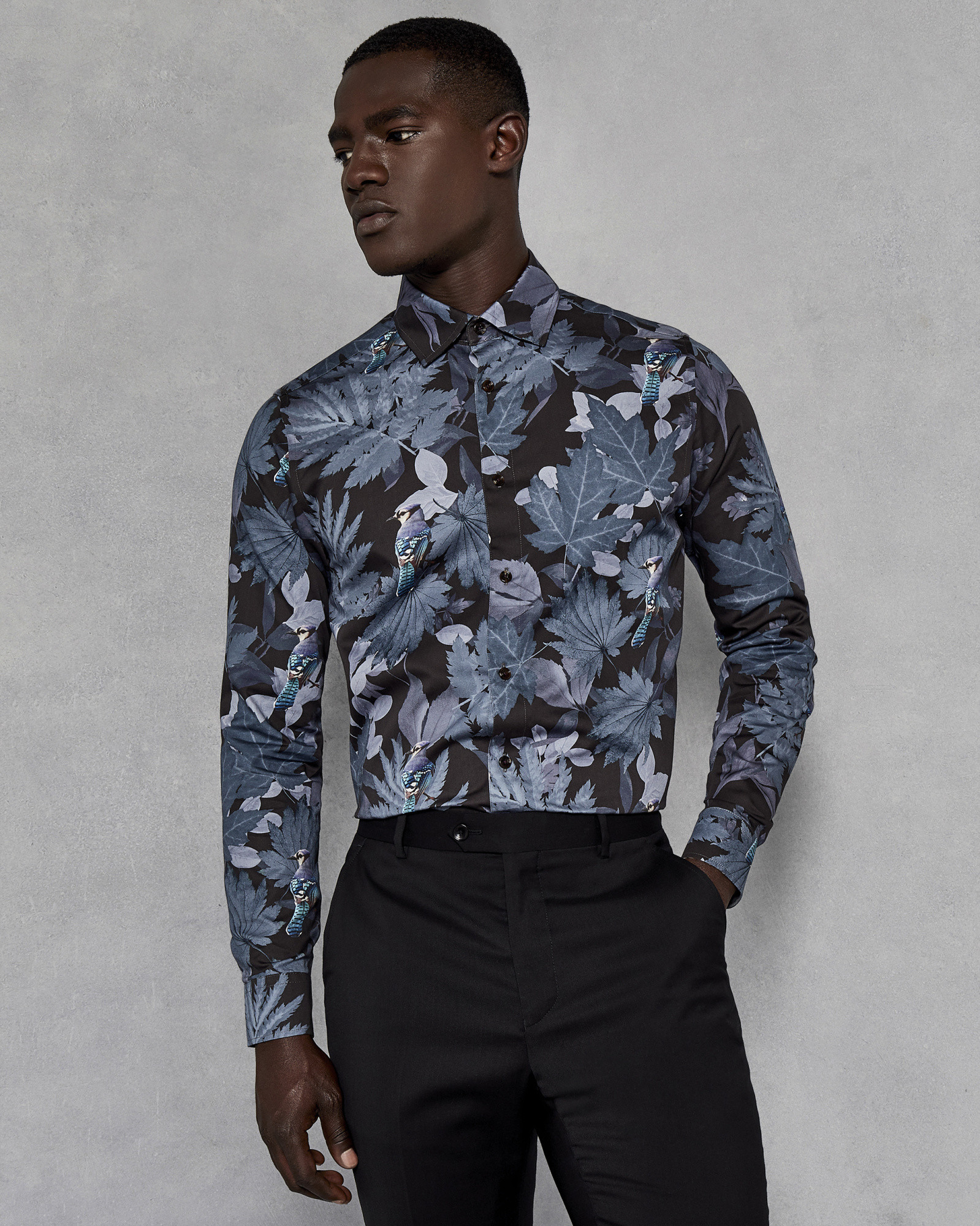 SPINAC Leaf print cotton shirt