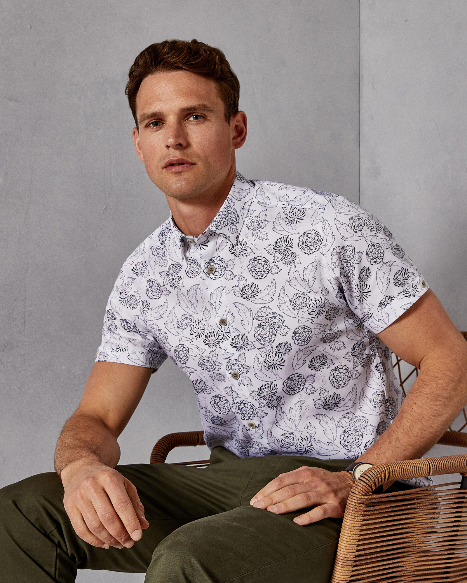 TEVAL Floral print cotton shirt