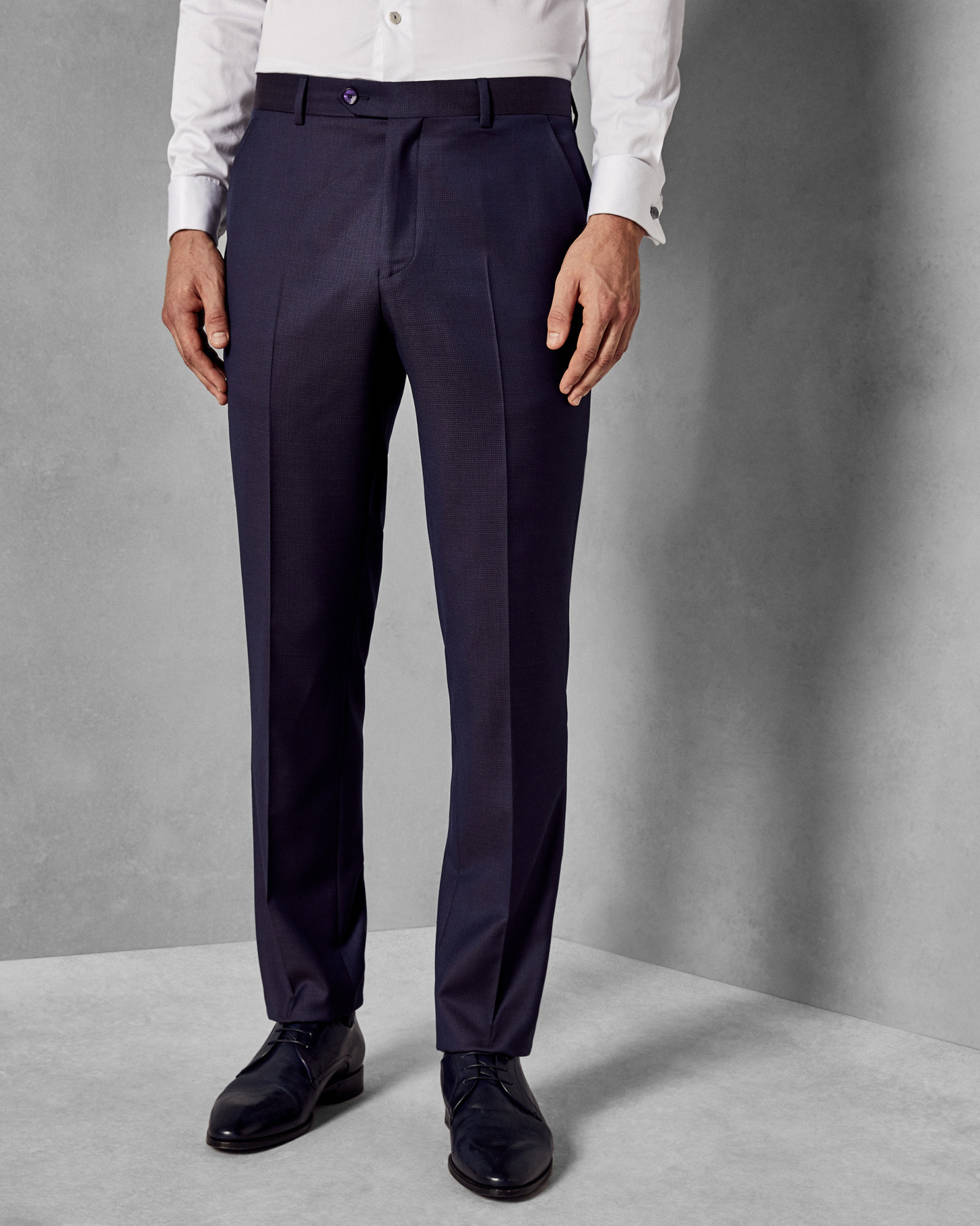 AMBANT Debonair slim fit pin dot wool suit trousers