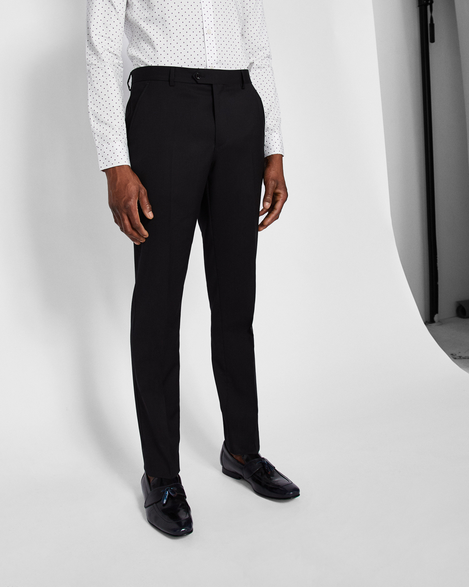 CASTLET Slim fit plain wool suit pants