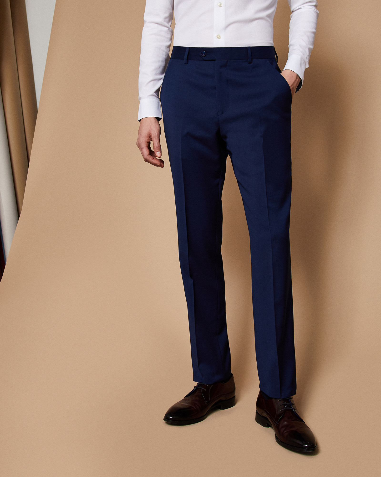 CASTLET Slim fit plain wool suit pants