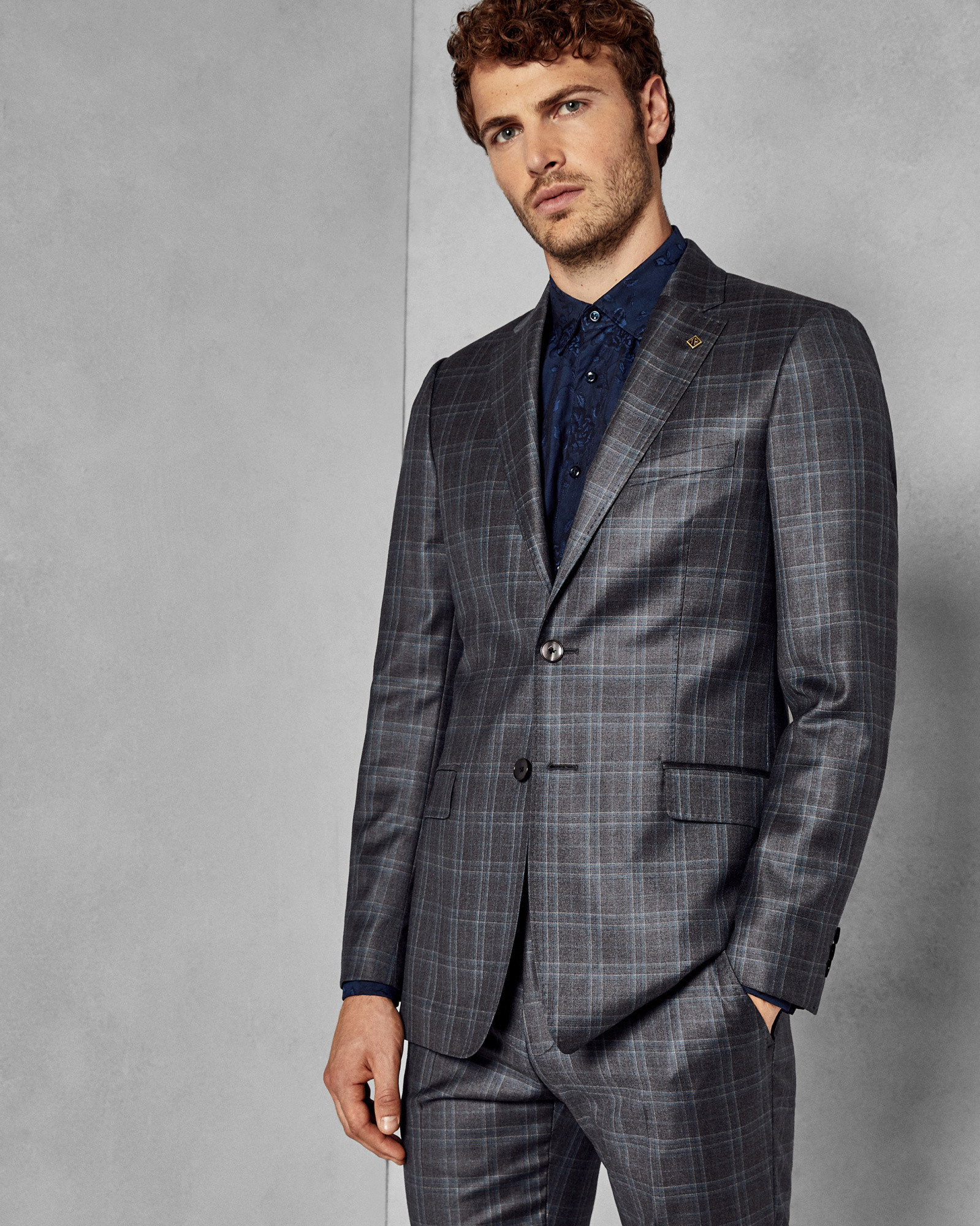 CHUCKJ Slim fit checked wool jacket