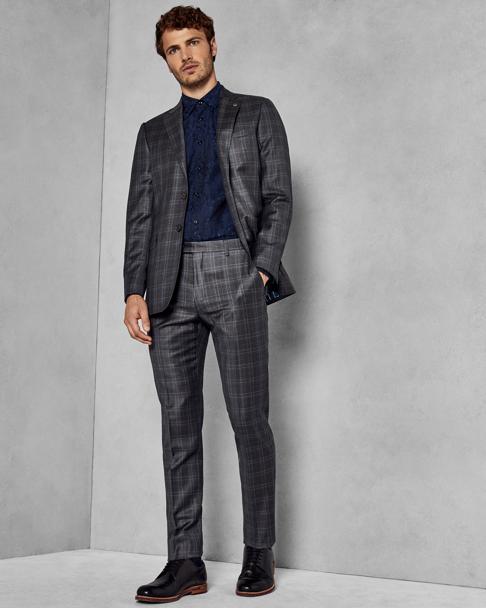 CHUCKT Slim fit checked wool trousers
