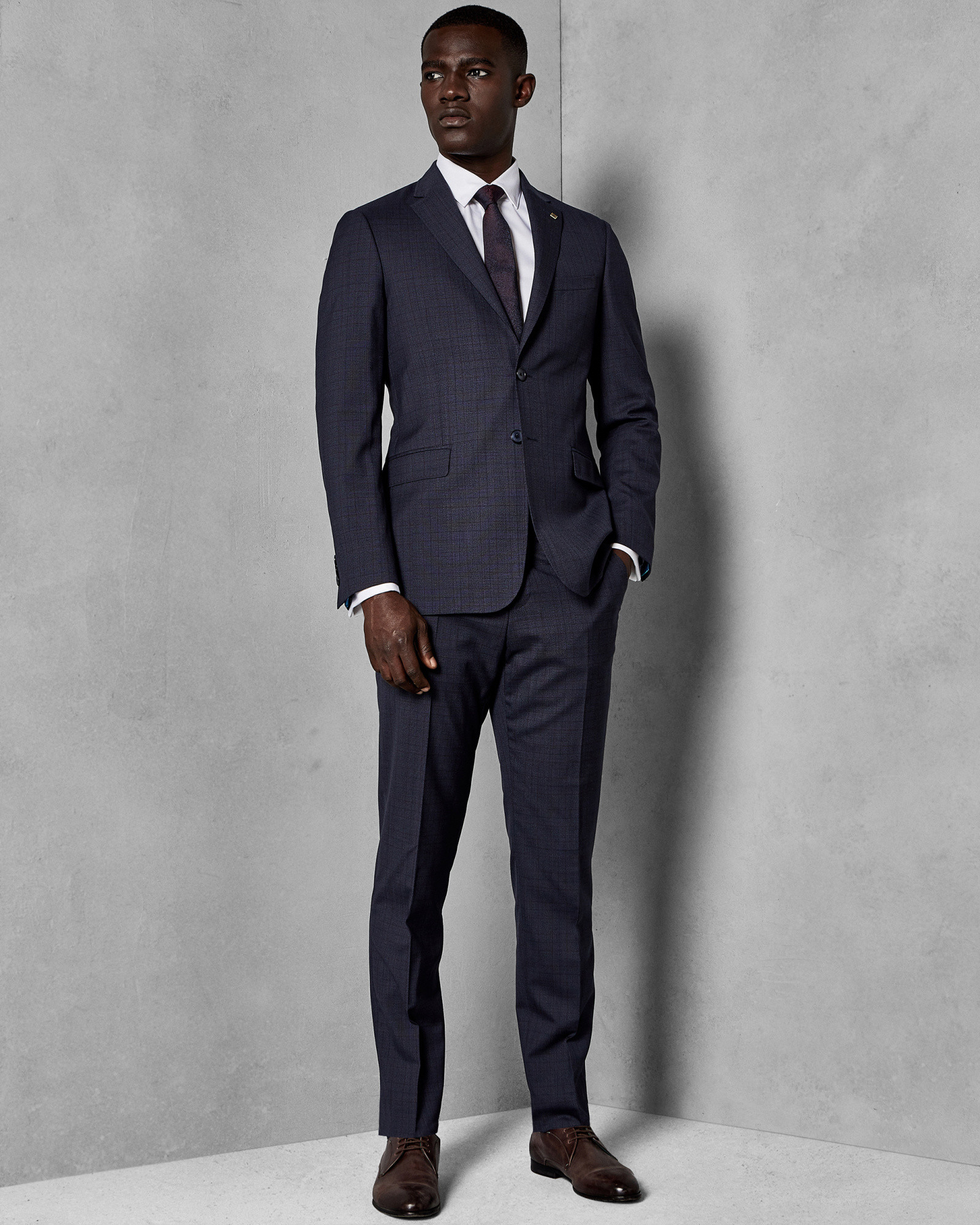 COMTOT Checked wool suit trousers