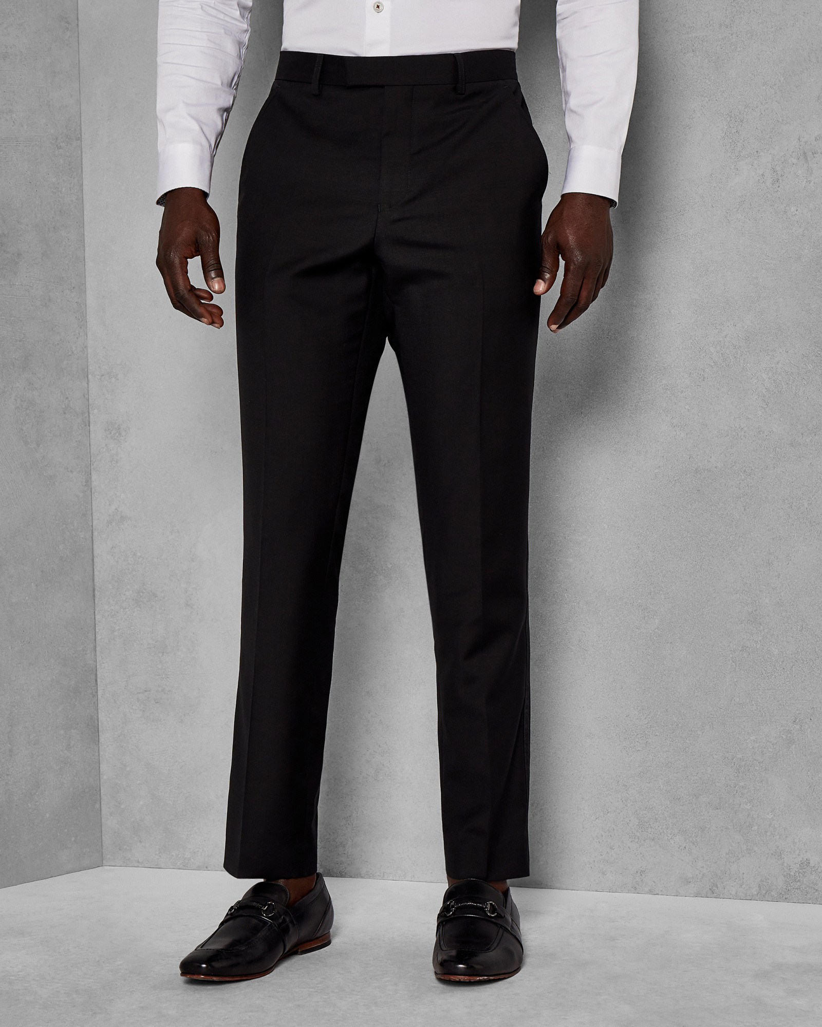 MARLIET Wool satin detail dinner suit pants