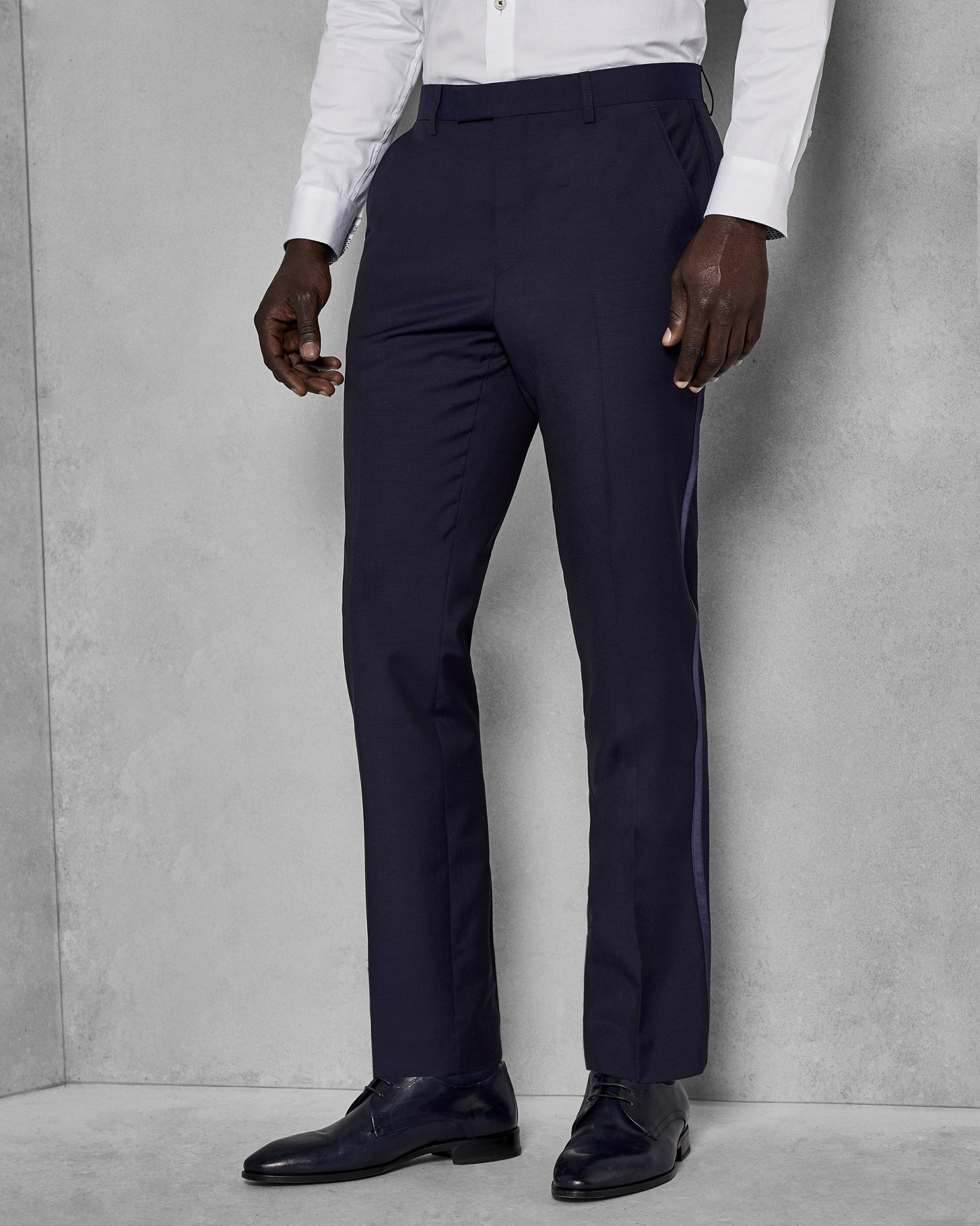 MARLIET Wool satin detail dinner suit pants