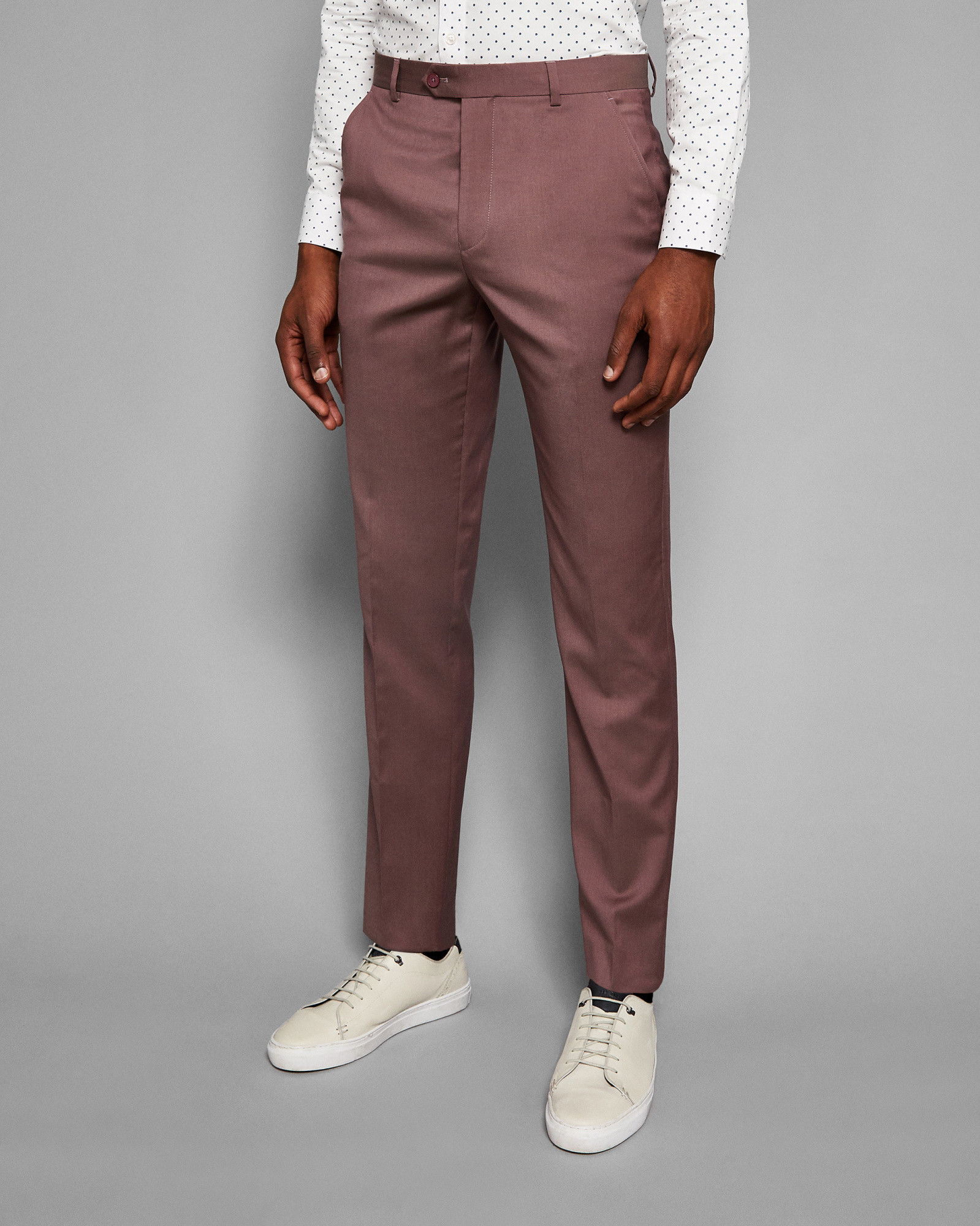 PALACET Slim fit plain wool suit pants