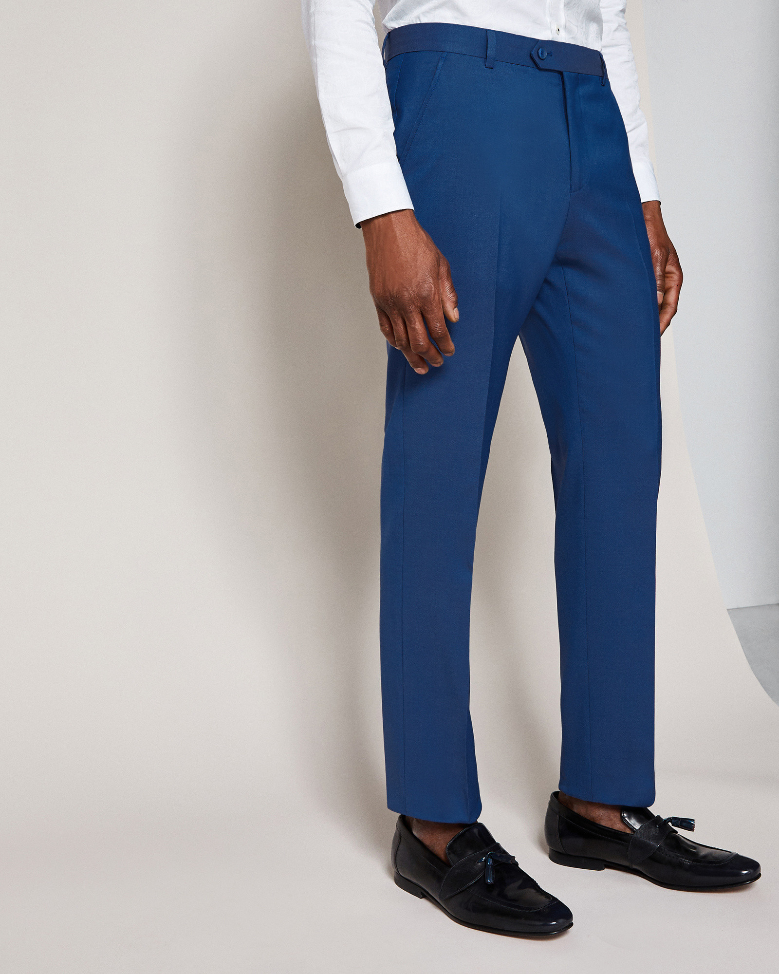 PALACET Slim fit plain wool suit pants