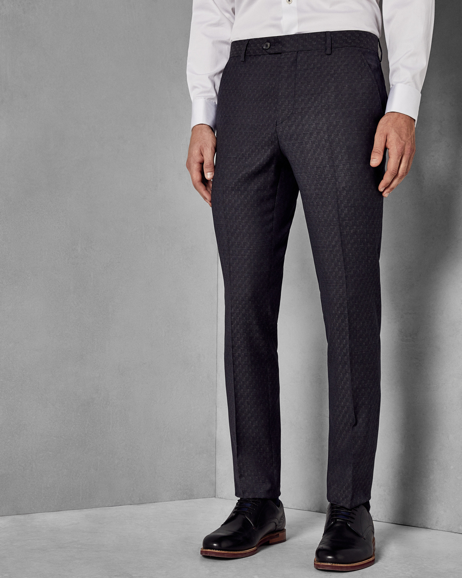 SAFRANT Geo skinny fit wool trousers