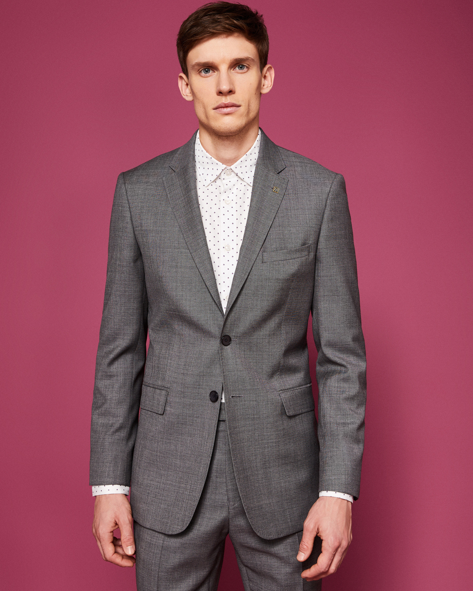 STRONGJ Slim fit plain wool suit jacket