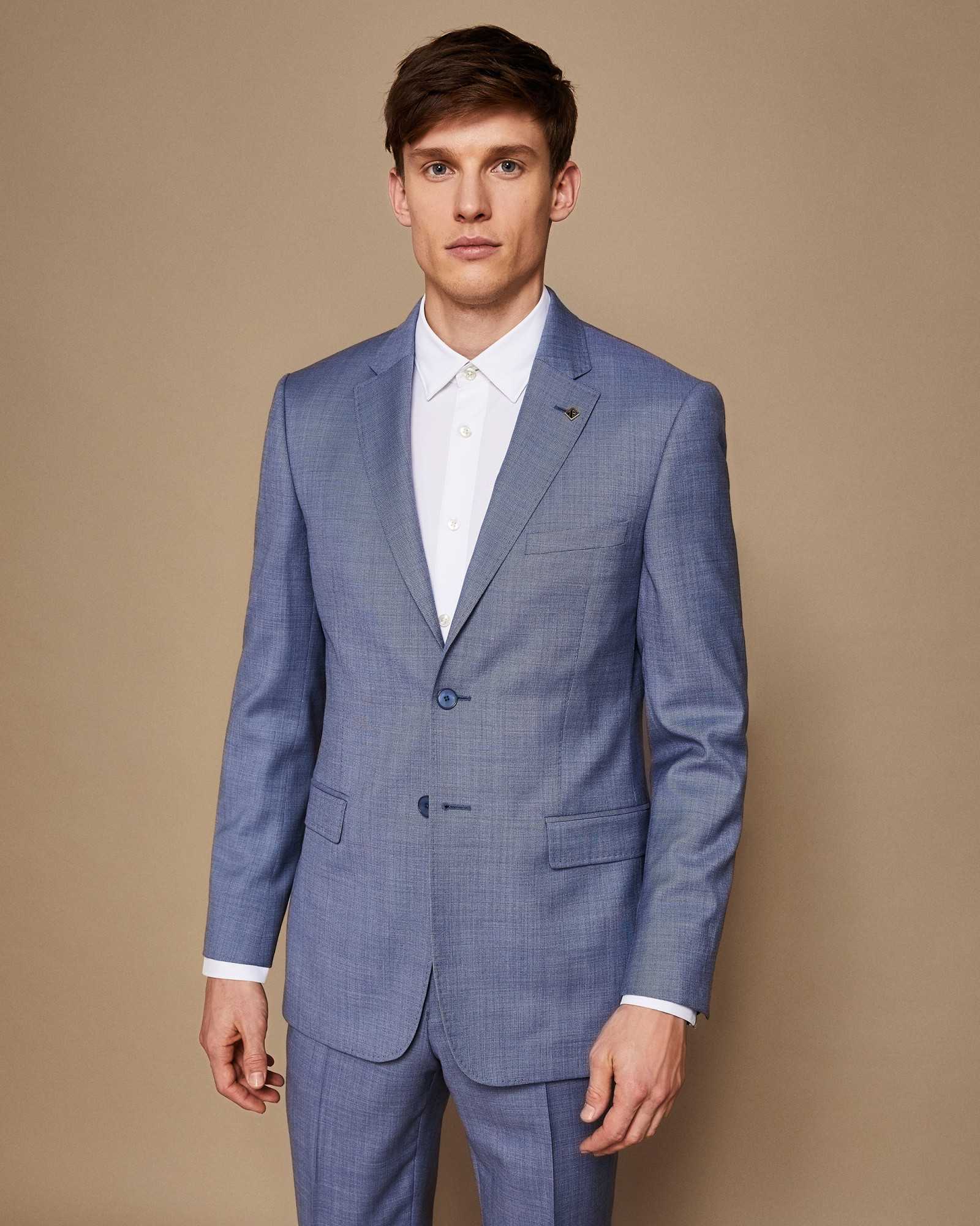 STRONGJ Slim fit plain wool suit jacket