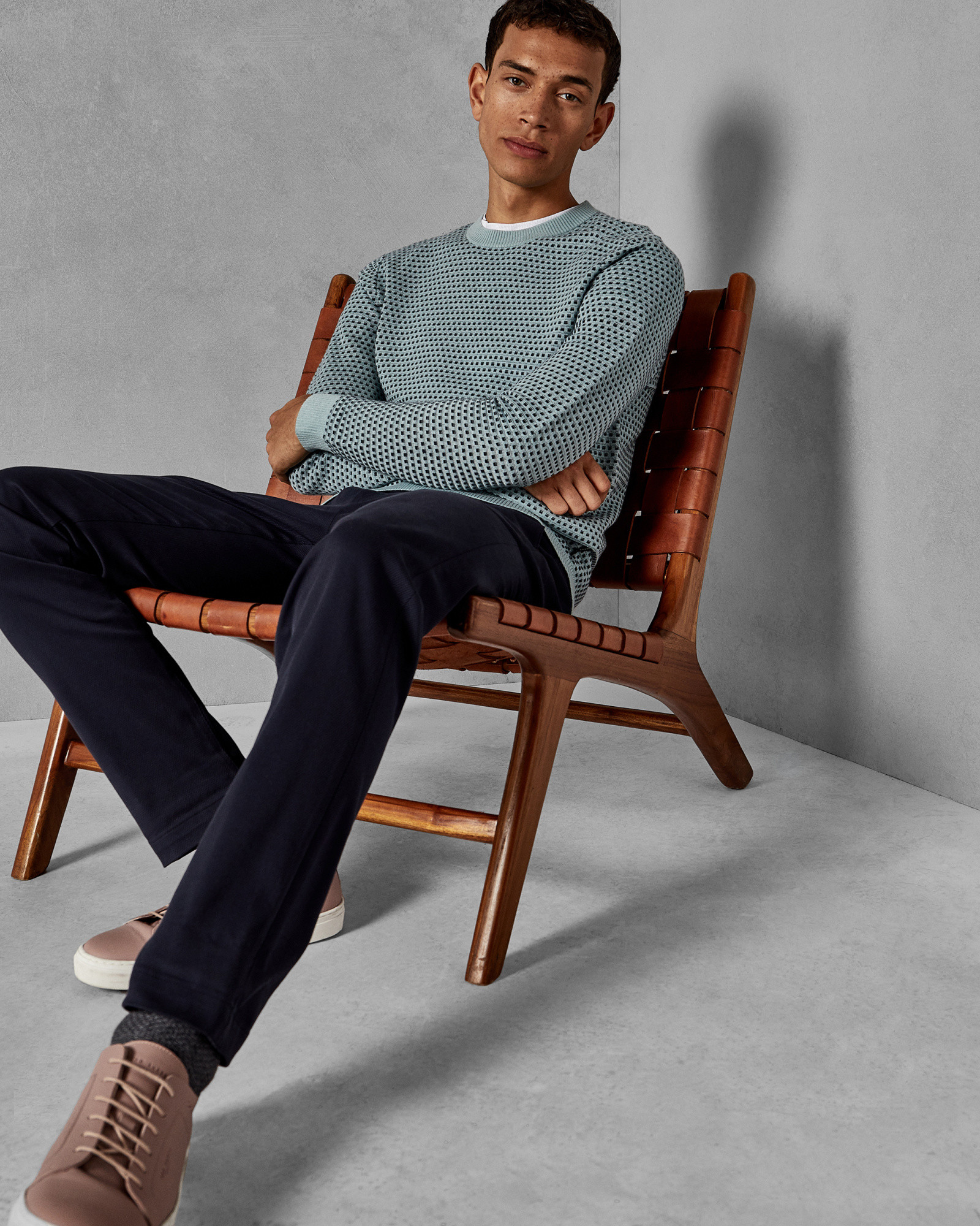 MALTTEA Textured crew neck jumper