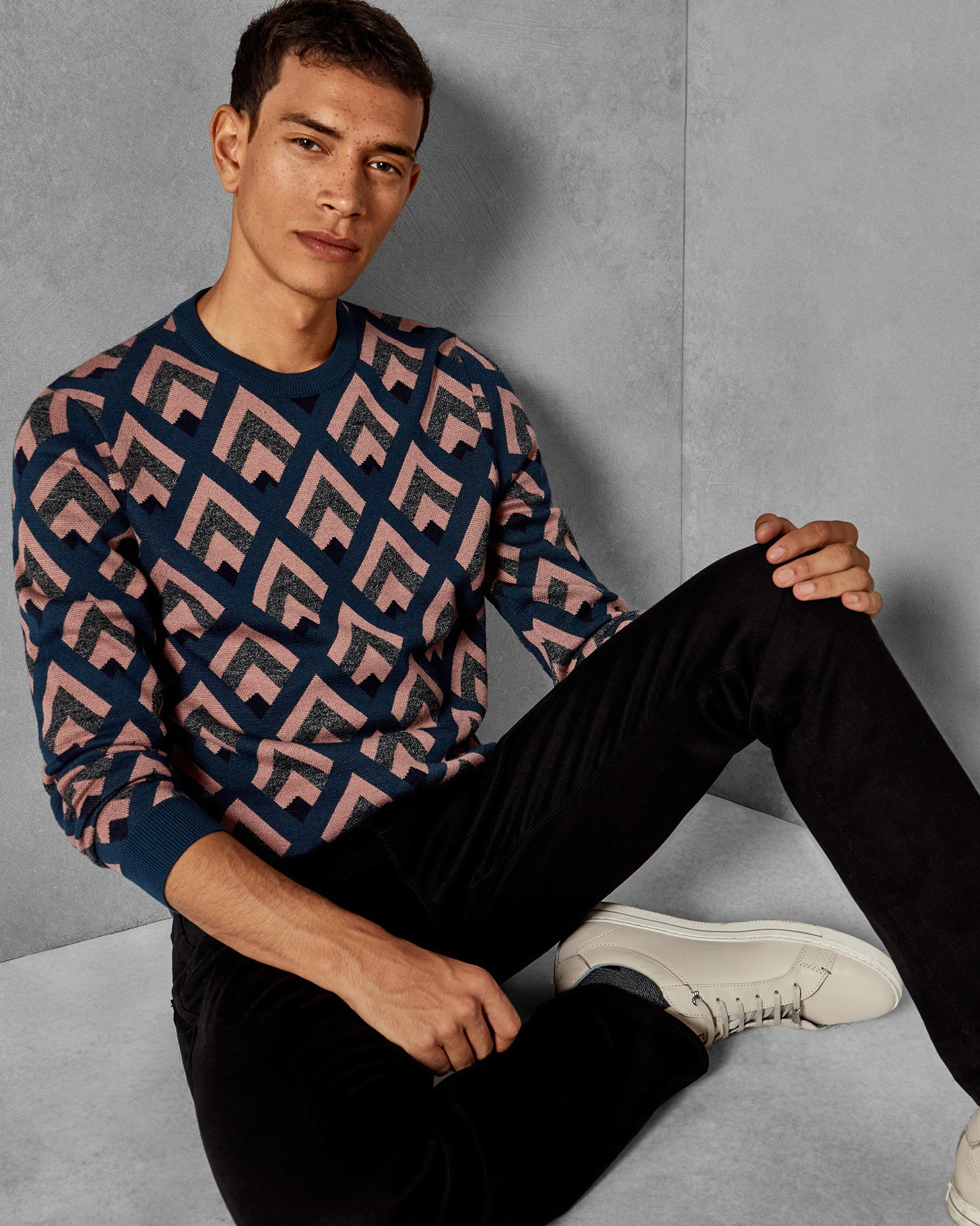 ROXWELL Geo jacquard wool jumper