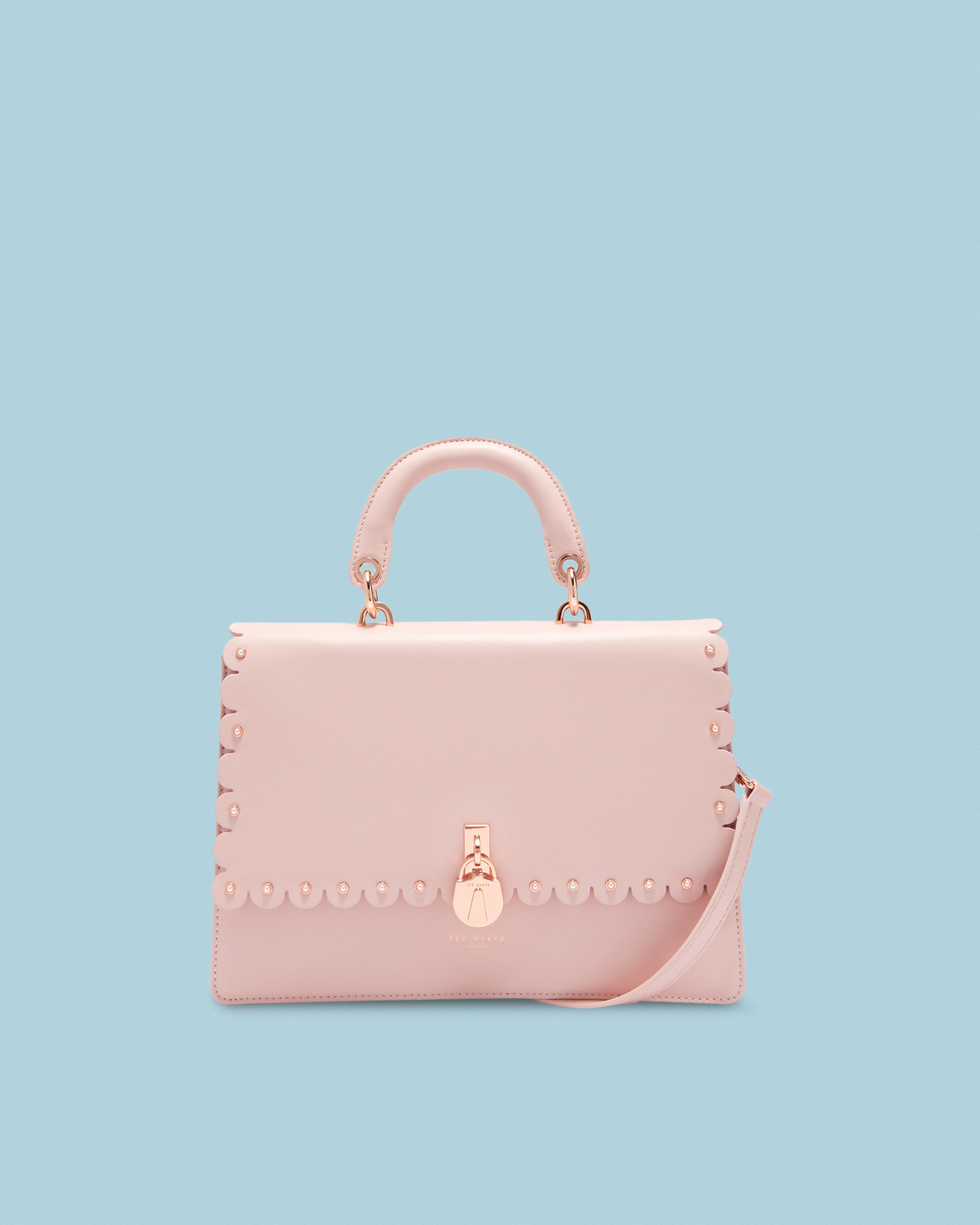 HARRIET Scalloped padlock leather shoulder bag