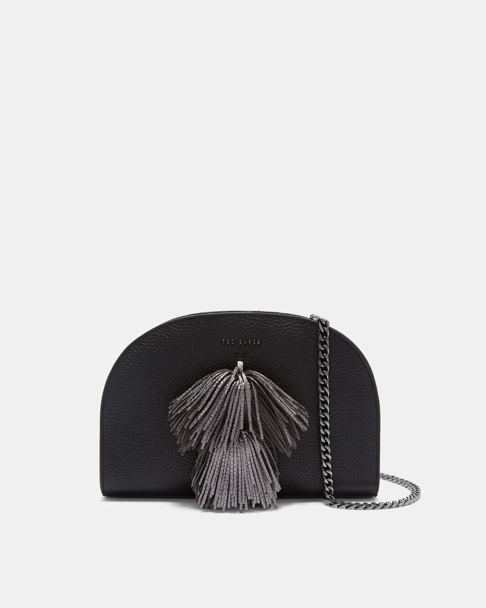 MAARYY Leather pom-pom cross body bag