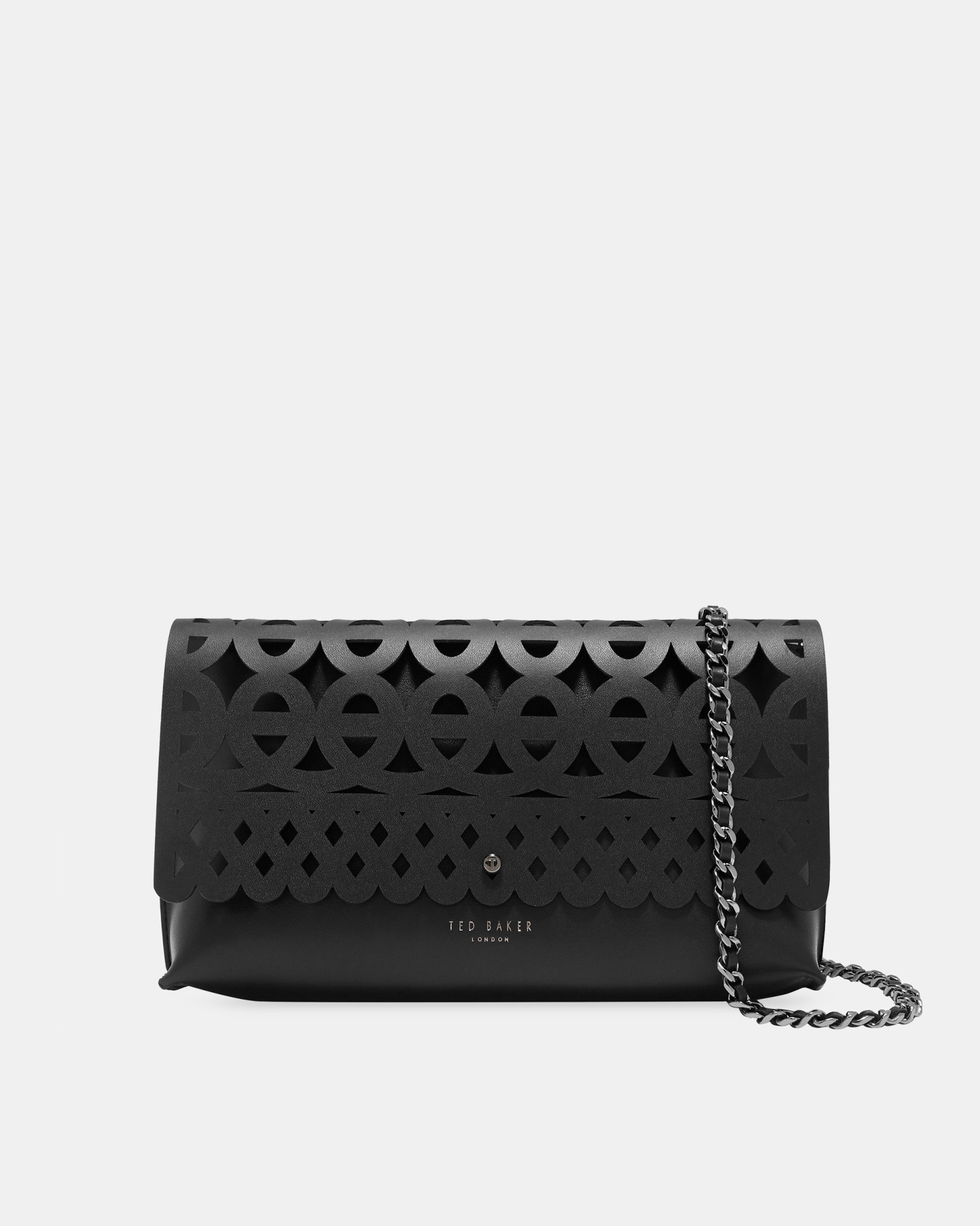 SALLIA Cut out detail leather clutch