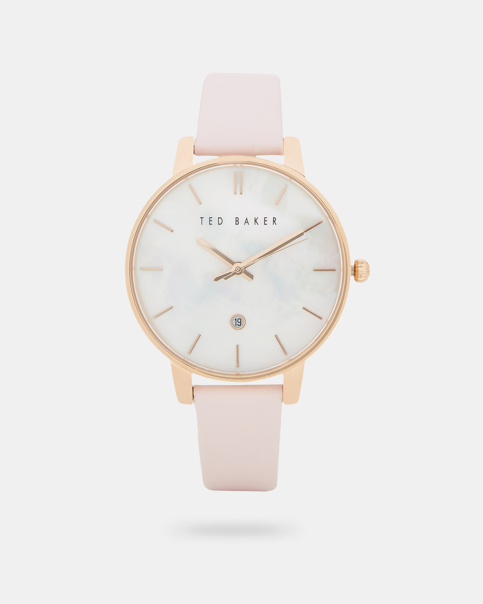 PERLS Pearl face leather strap watch