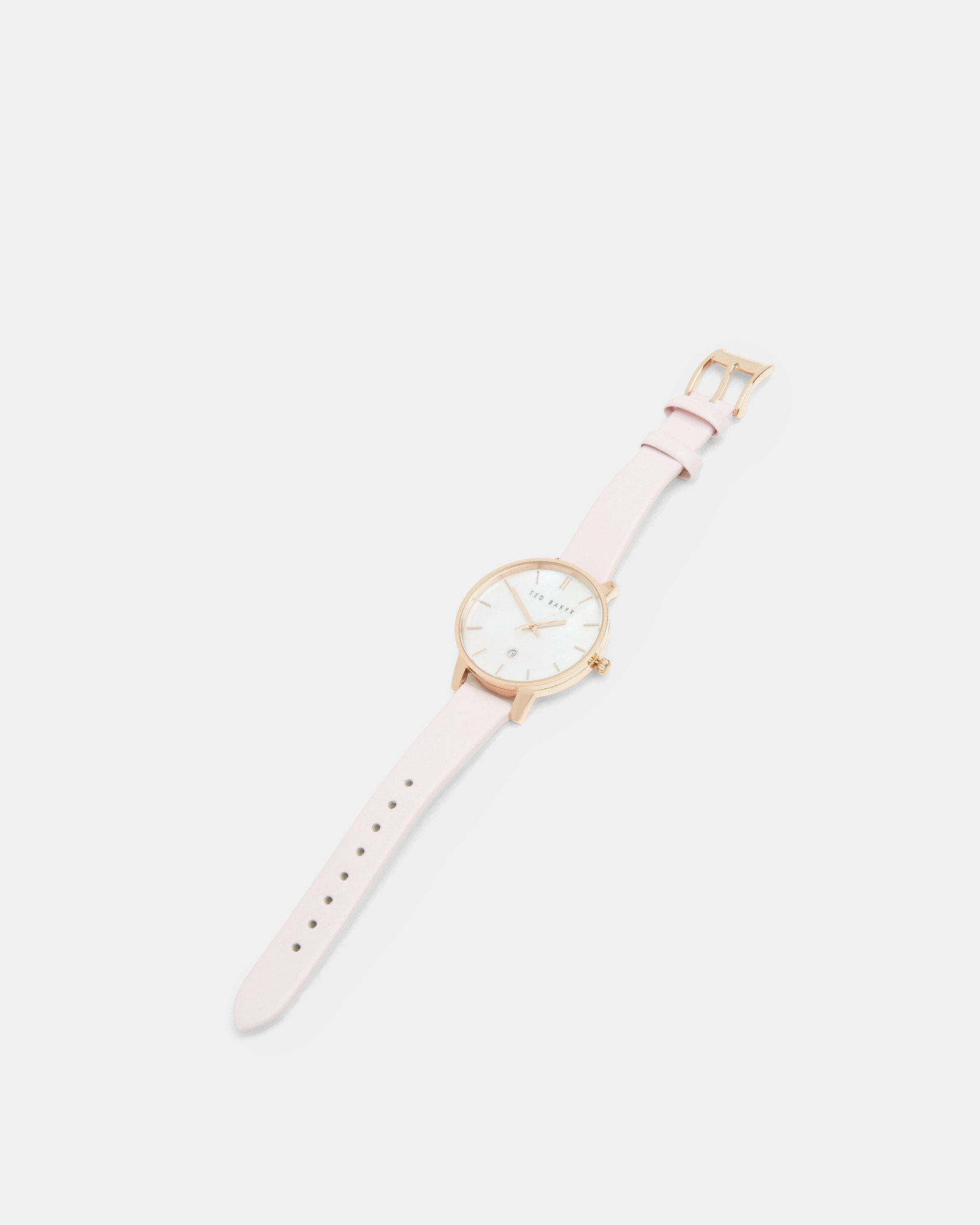 PERLS Pearl face leather strap watch