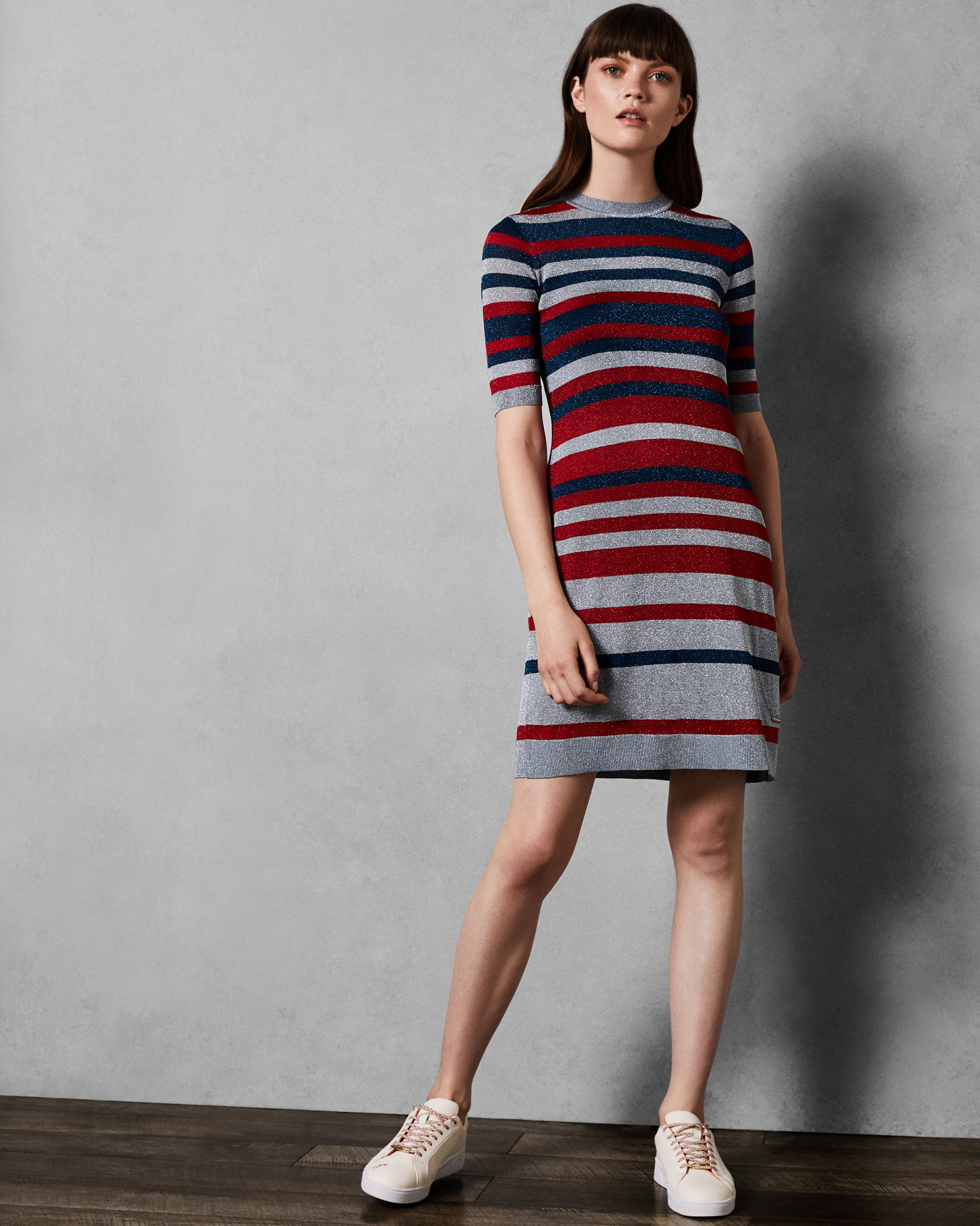 IONEY Lurex striped knit dress
