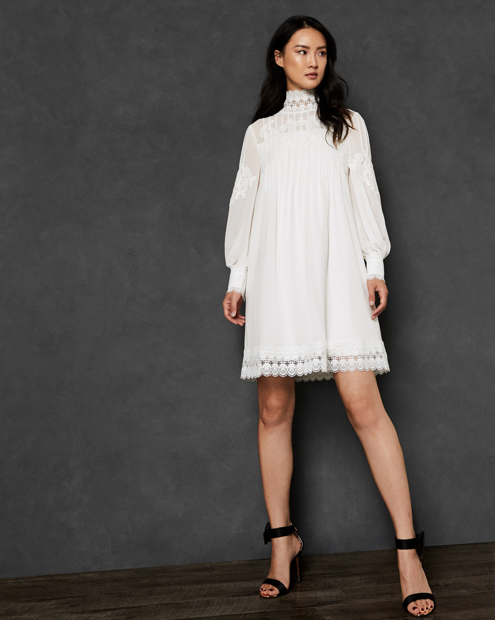 KATHIEA High neck lace tunic dress