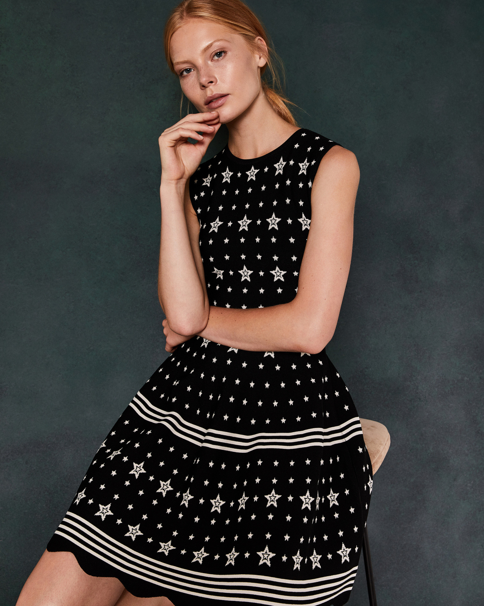 MARIAE Star jacquard knit dress