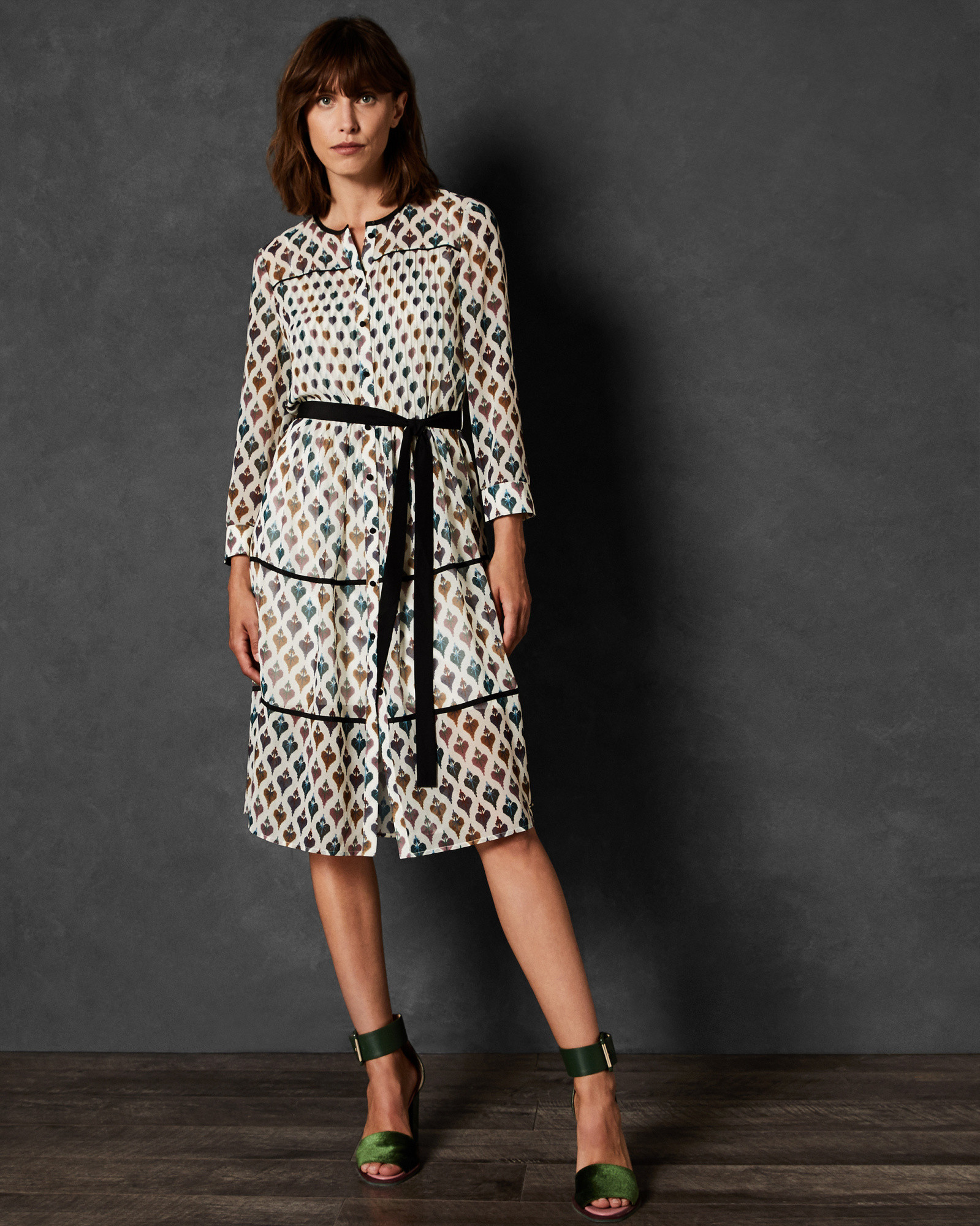 RIA Heart print shirt dress