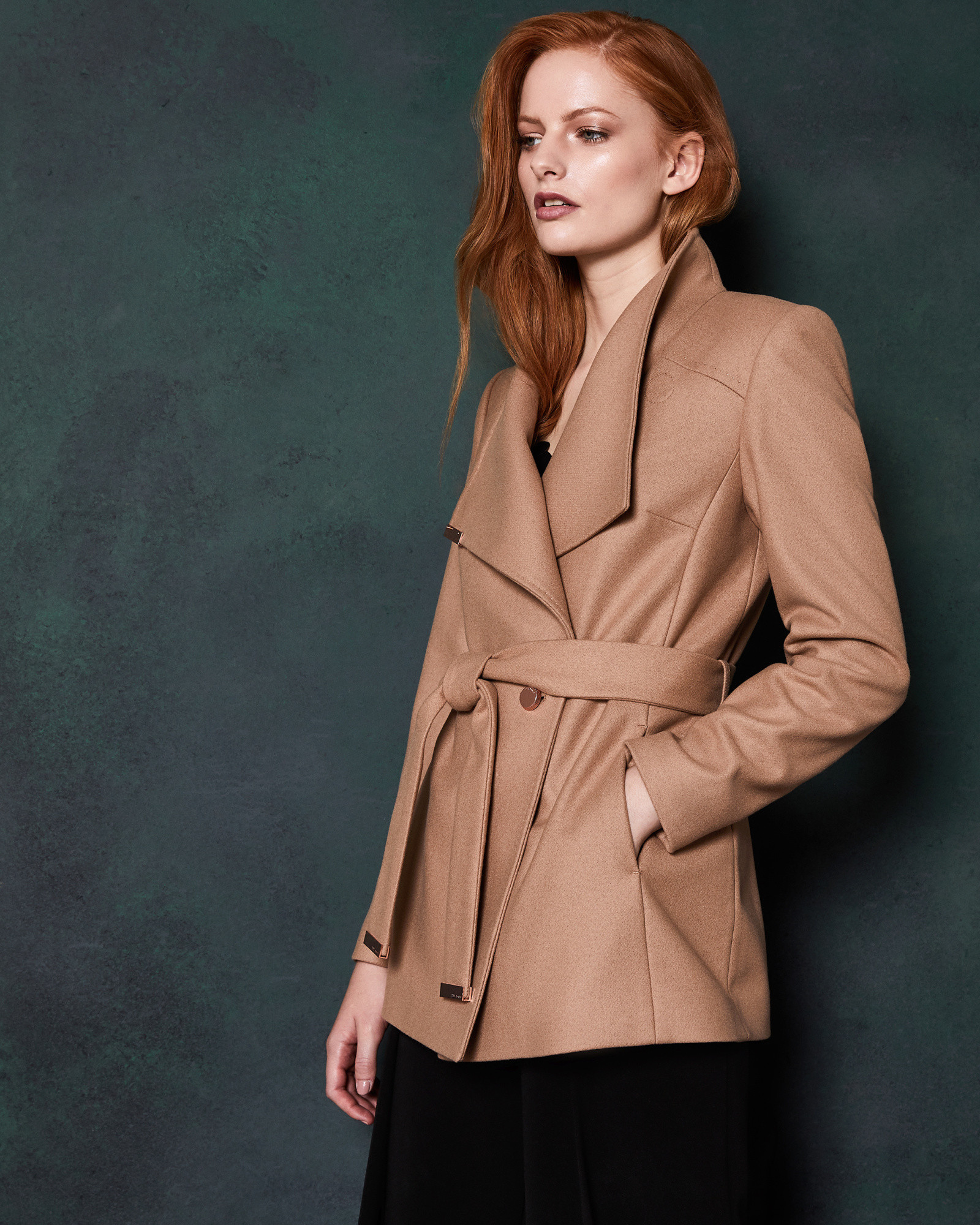 RYTAA Short wool wrap coat