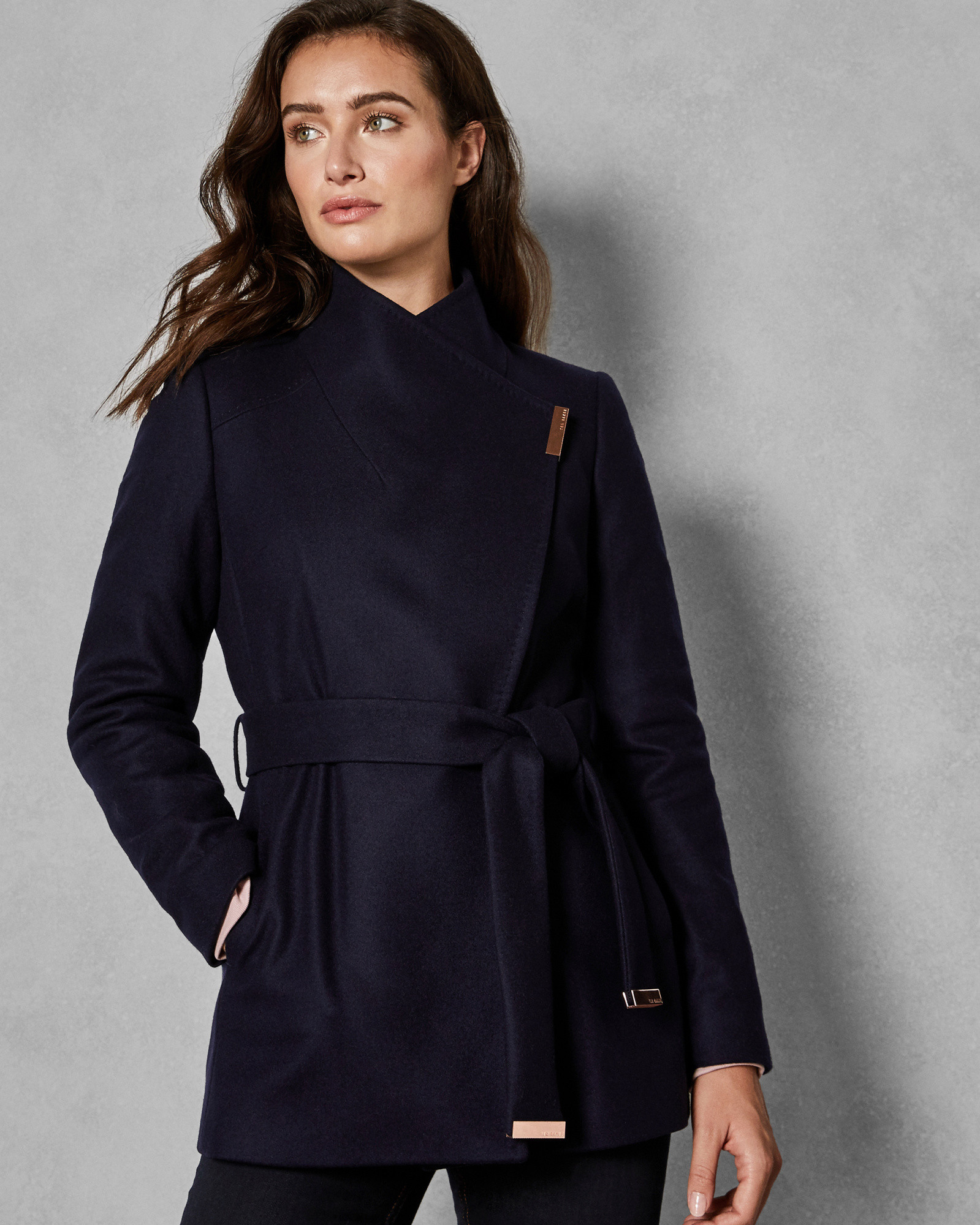 RYTAA Short wool wrap coat