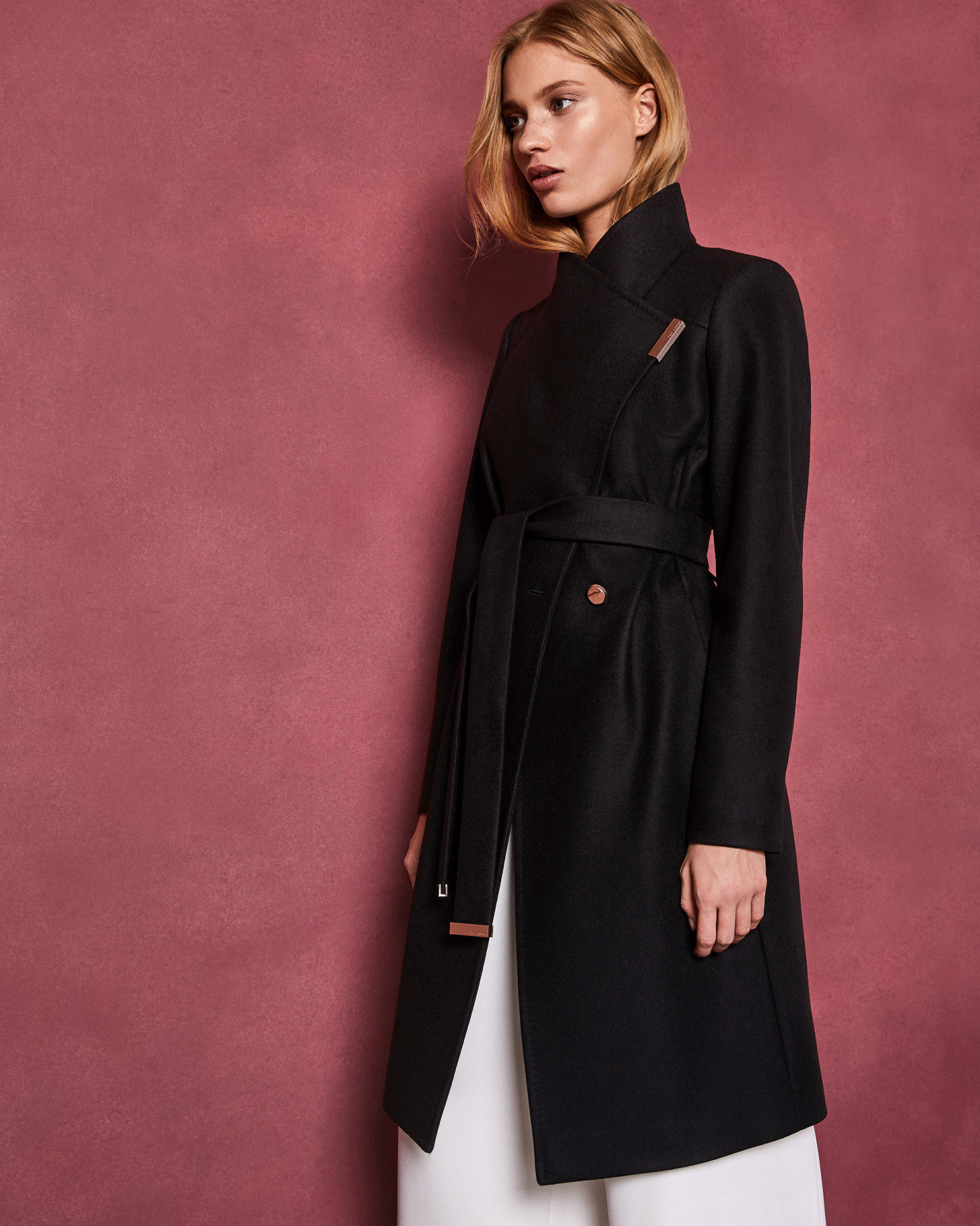 SANDRA Midi wool wrap coat