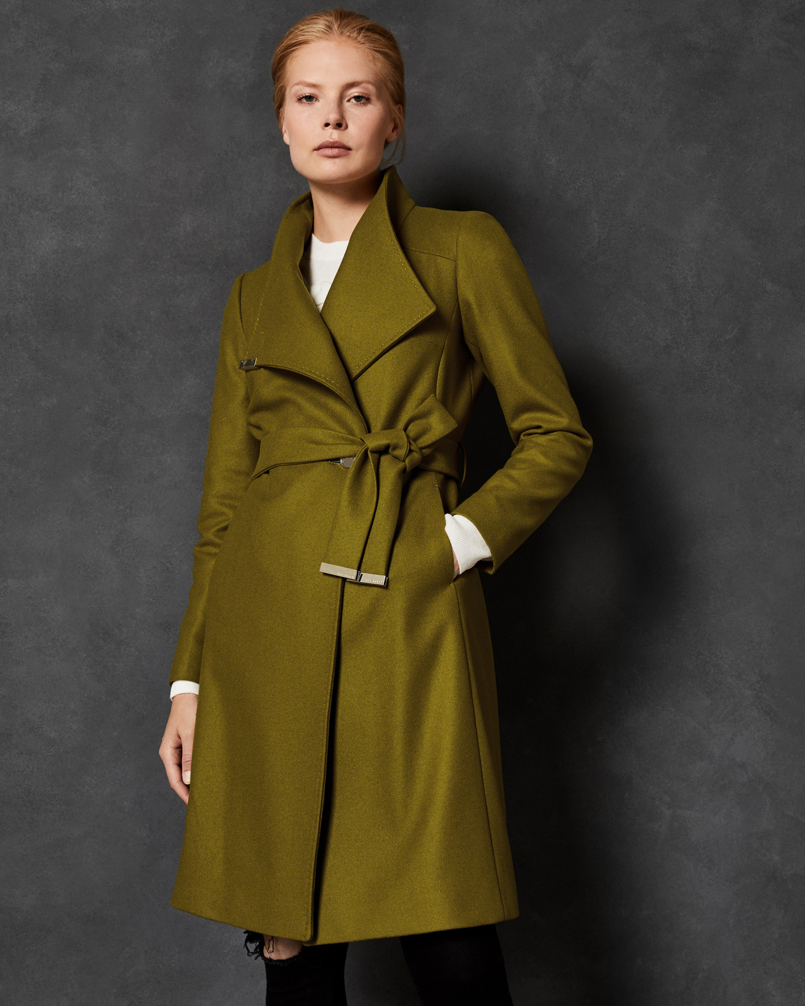 SANDRA Midi wool wrap coat