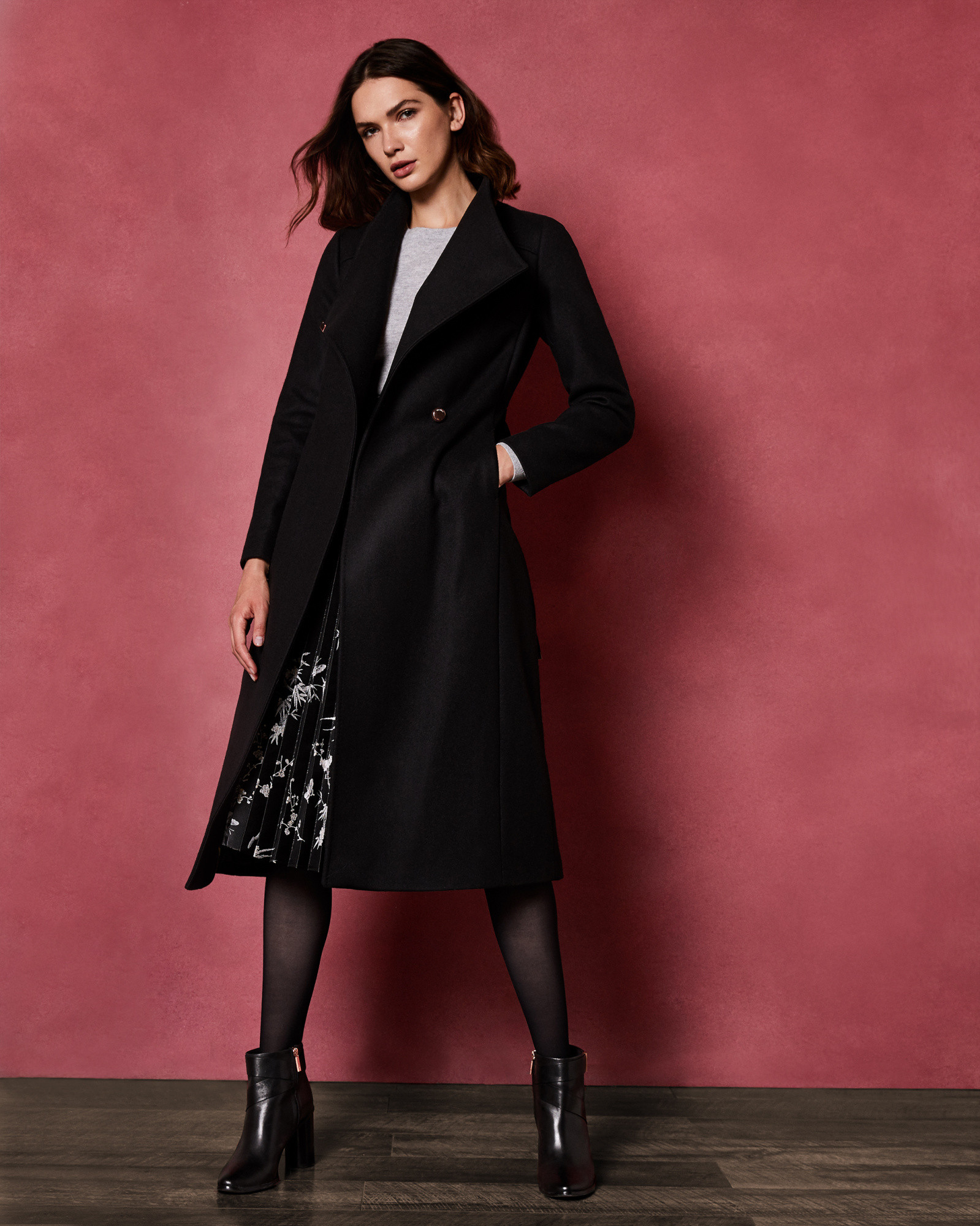 SANDRAL Long wool wrap coat