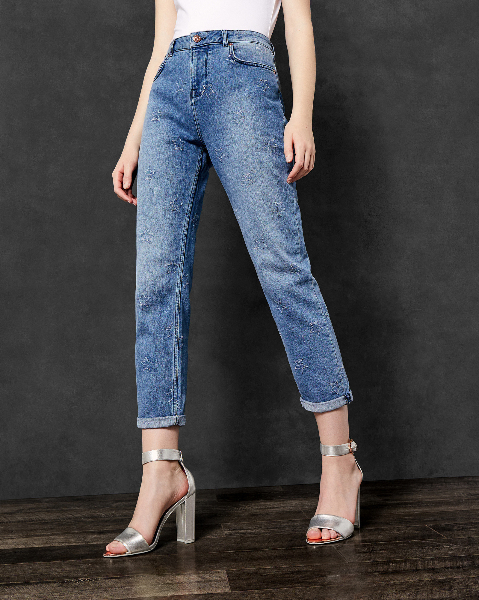 RANDEE Star abrasion boyfriend jeans